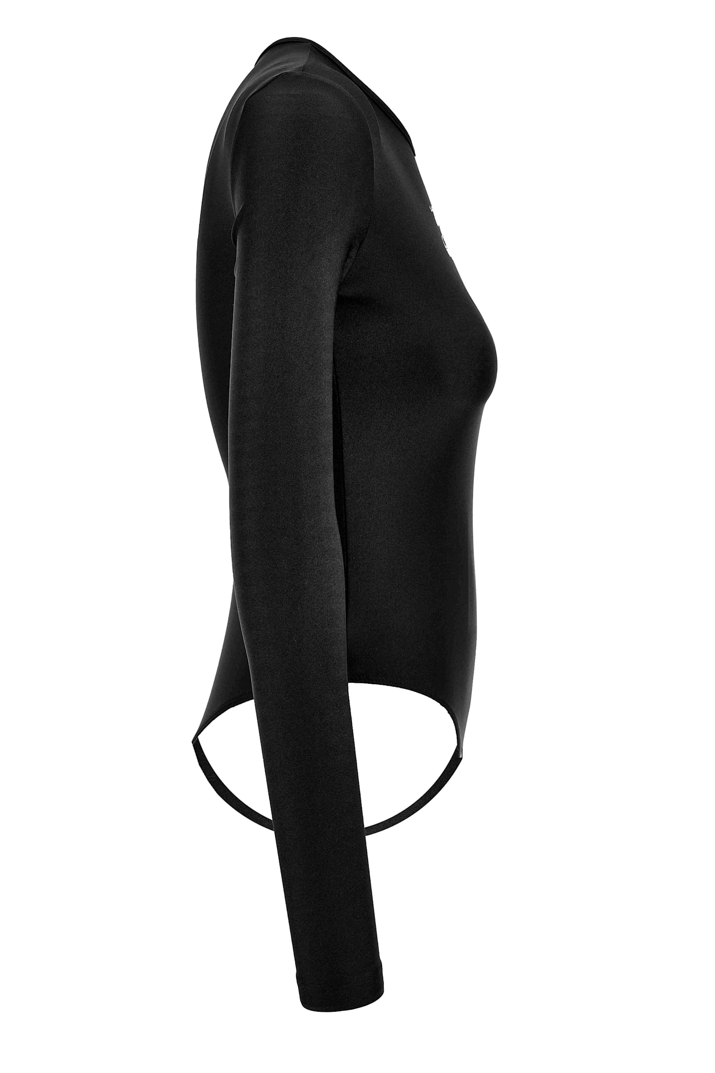 Versace Jeans Couture Embroidered Long-sleeve Bodysuit In Black