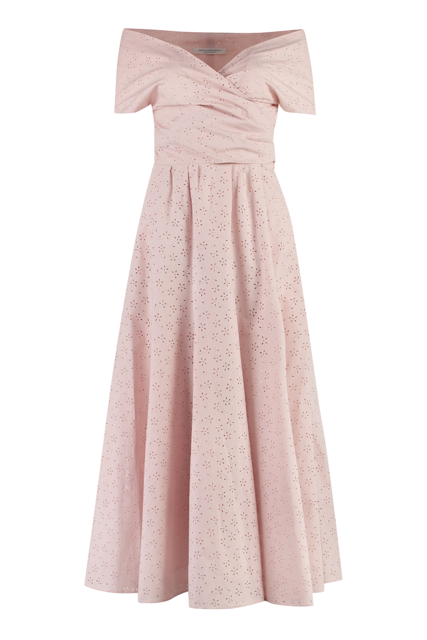 Philosophy Di Lorenzo Serafini Broderie-anglaise Long Dress In Pink