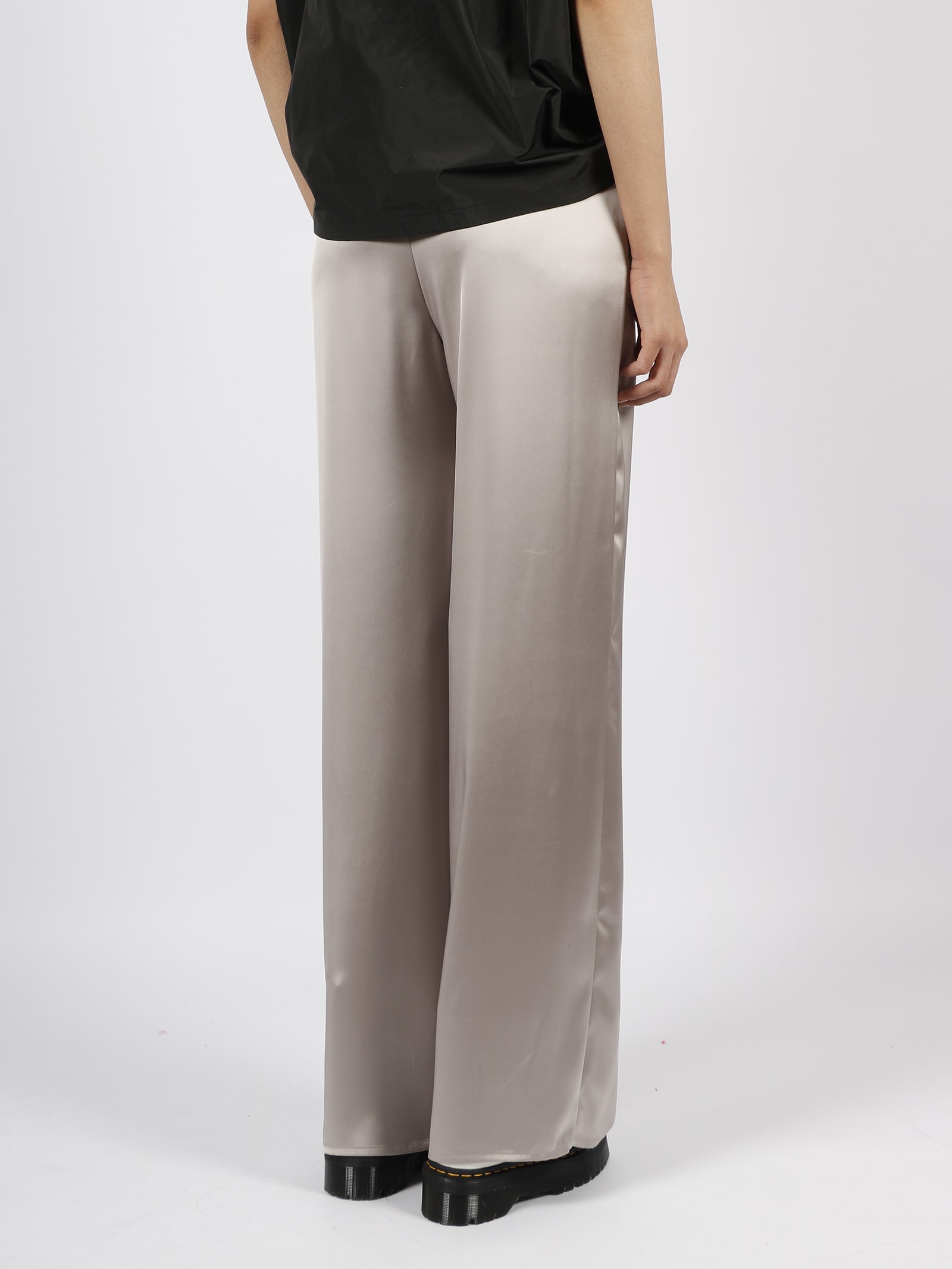Shop Herno Casual Satin Trousers In Nude & Neutrals