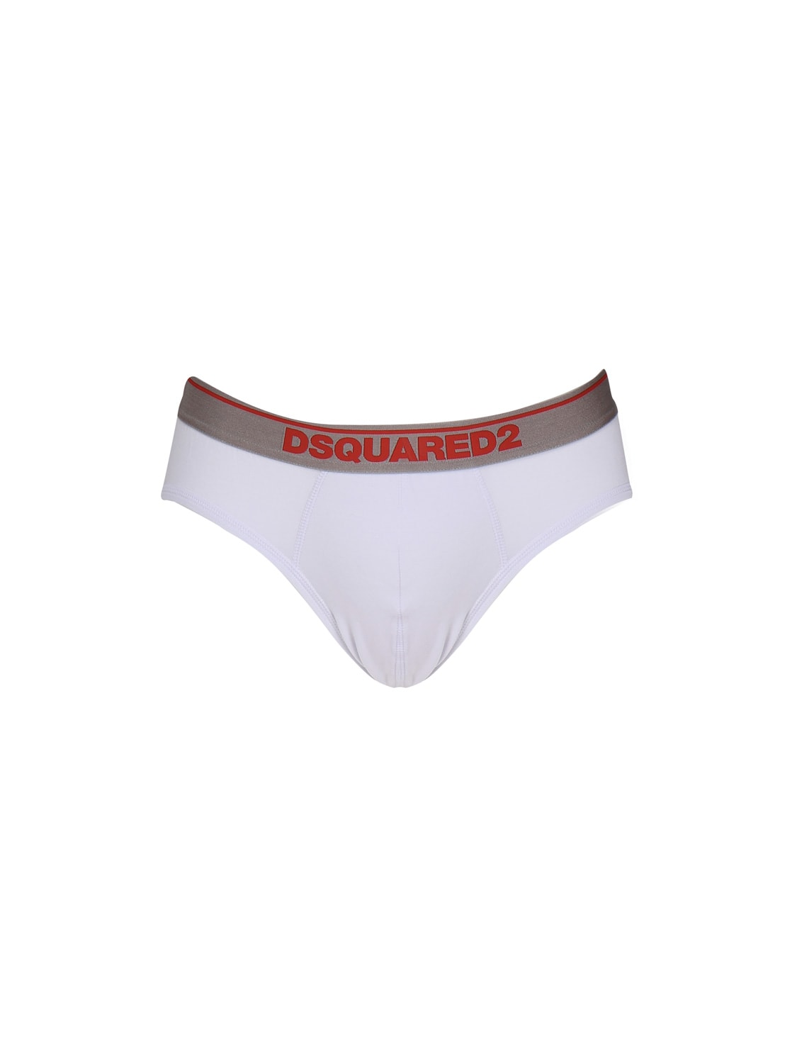 Dsquared2 Double Underwear Briefs In Stretch Cotton In White