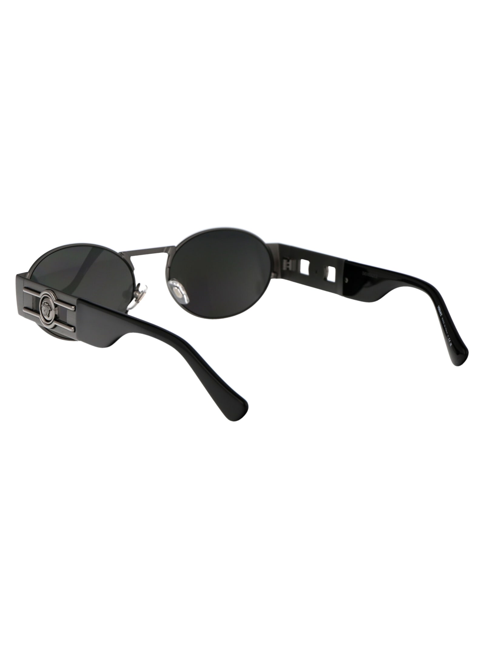 Versace Matte Gunmetal Metal Sunglasses In Gold