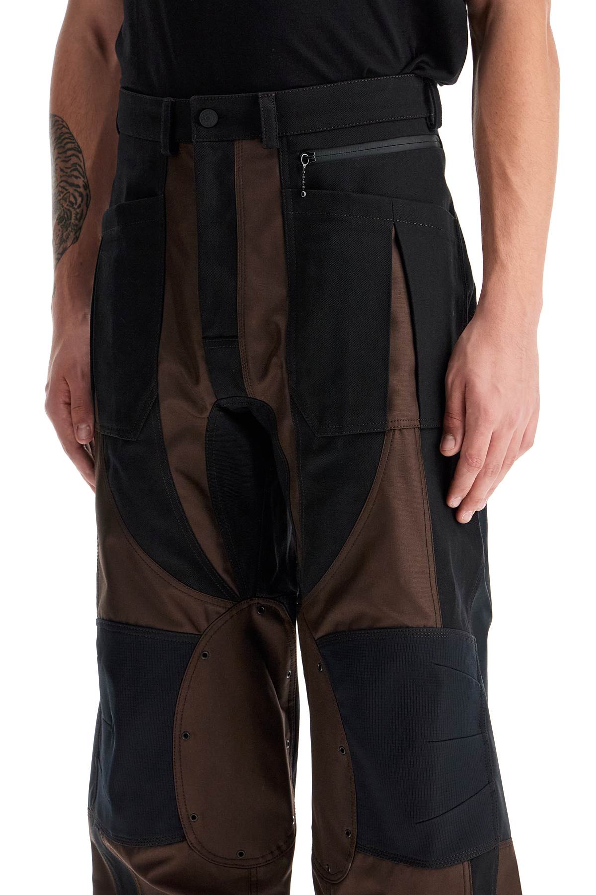 Shop Mugler Patchwork Cargo Pants With In Black Dark Chocolate (brown)