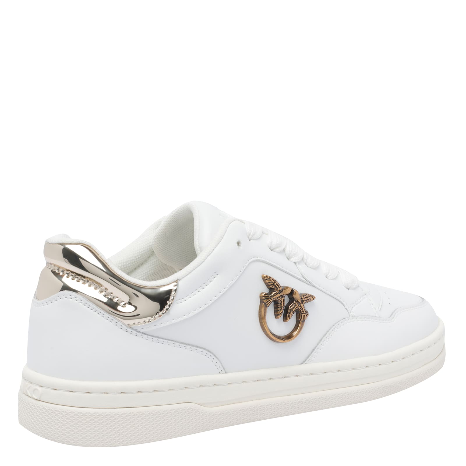 Pinko Metallic-panel Lace-up Sneakers In White