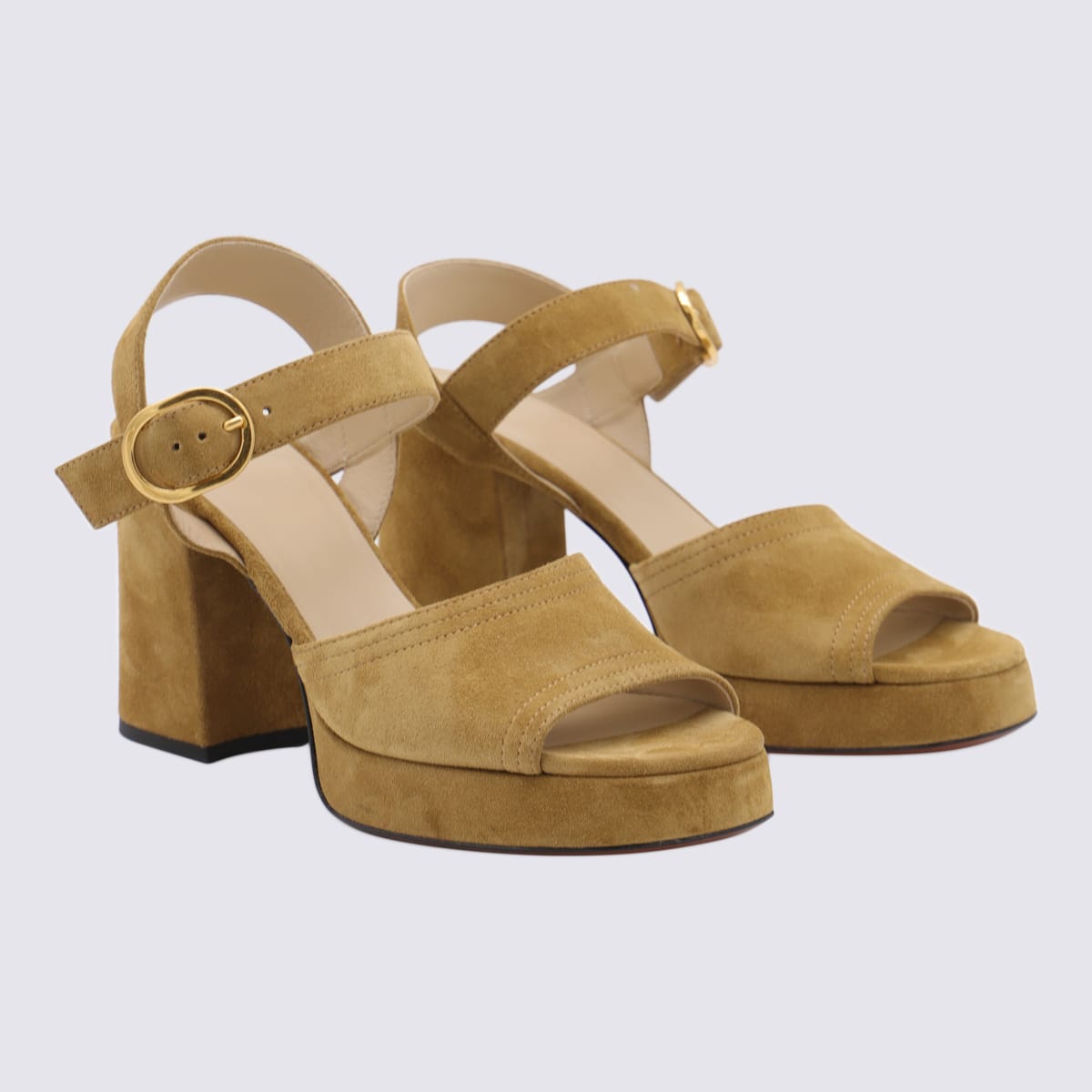 Valentino Fawcette Platform Crust Leather Sandals In Sand
