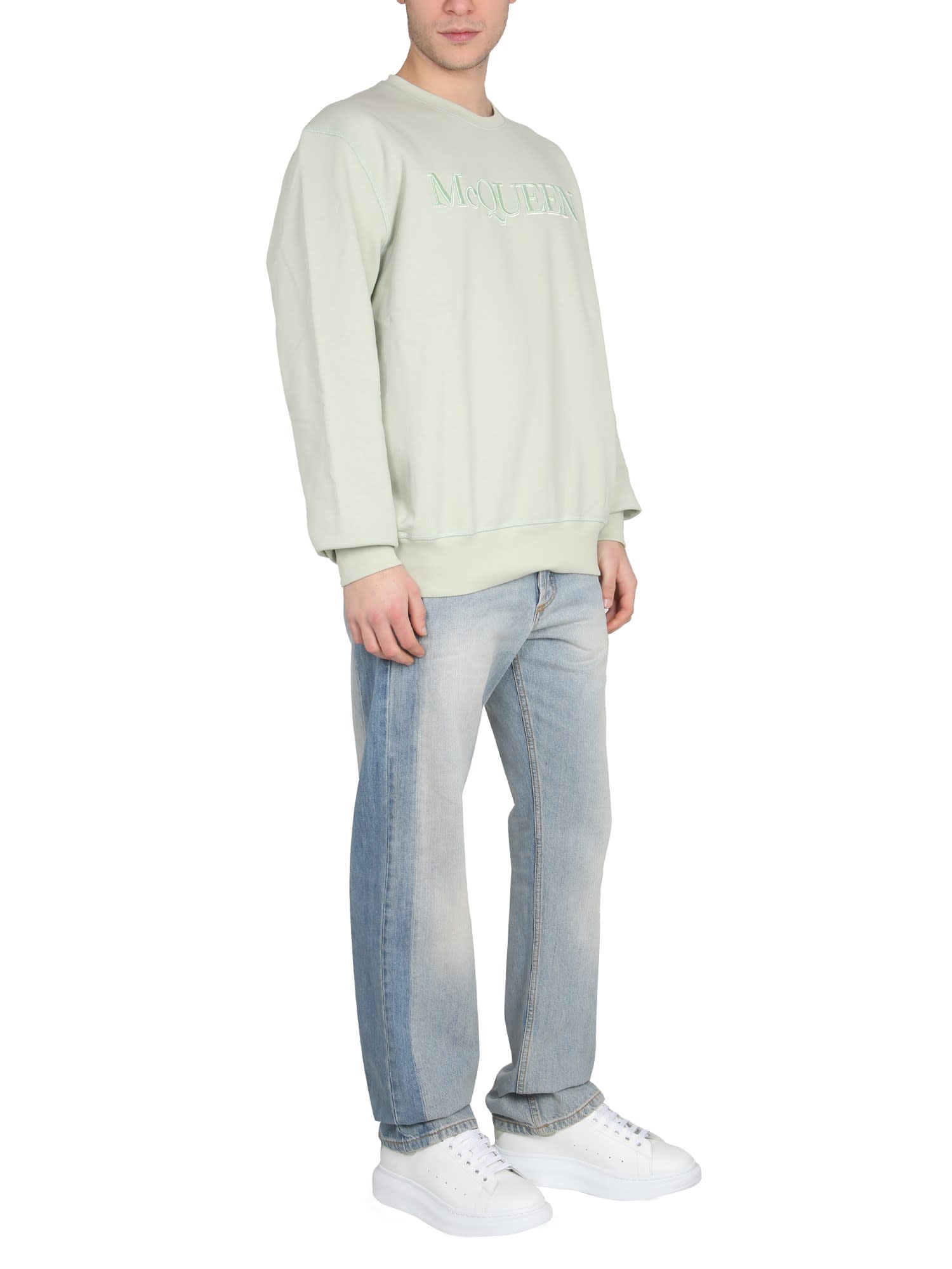 Alexander Mcqueen Alexander Mc Queen Sweatshirt With Logo Embroidery In Green