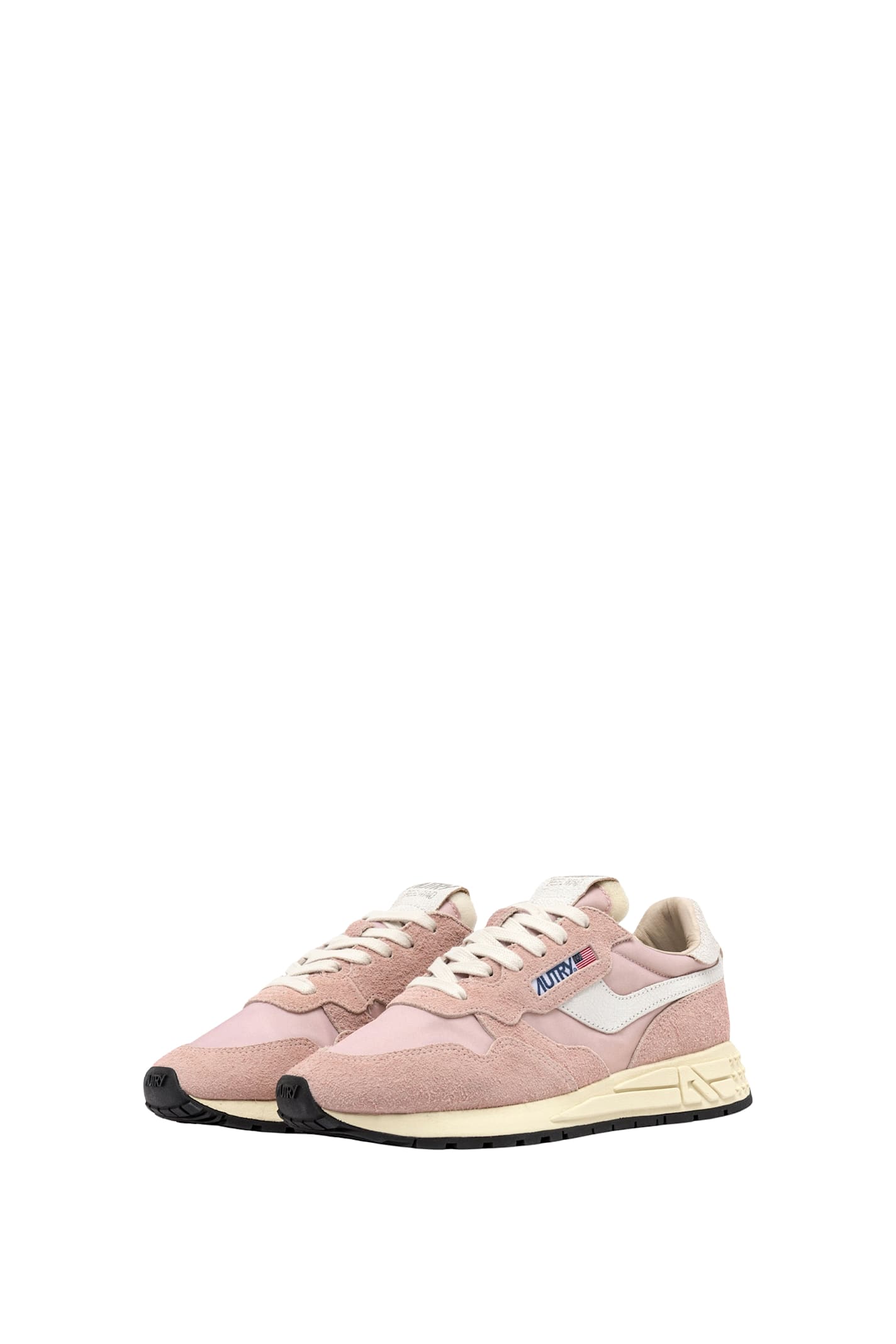 Autry Low Sneaker With Suede Panels And Rubber Sole In Pink