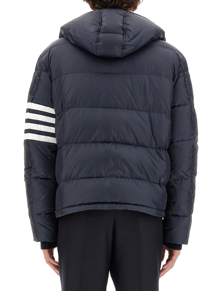 Shop Thom Browne Hooded Bomber Jacket In Blue