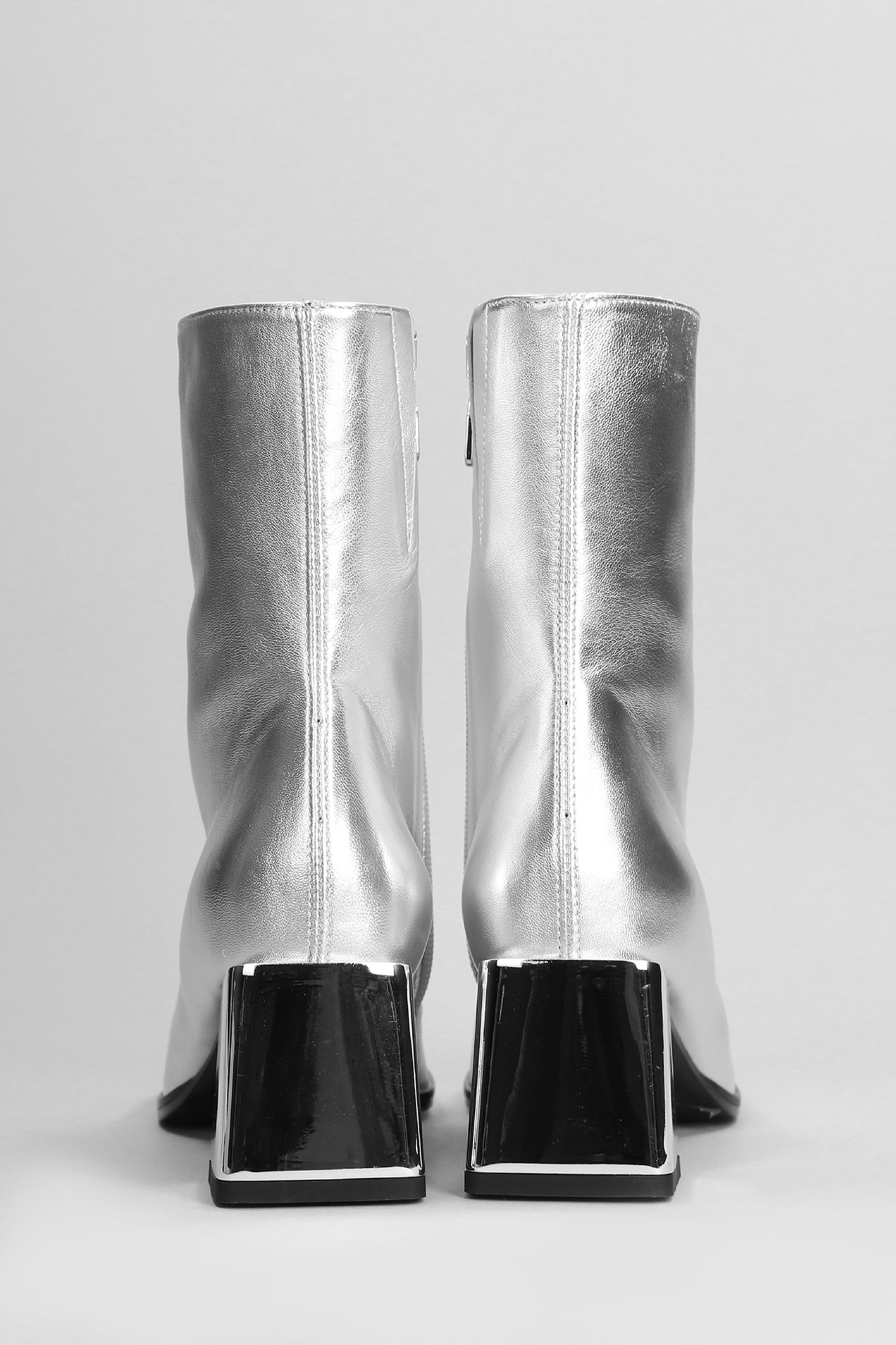 Shop Carel Odeon High Heels Ankle Boots In Silver Leather