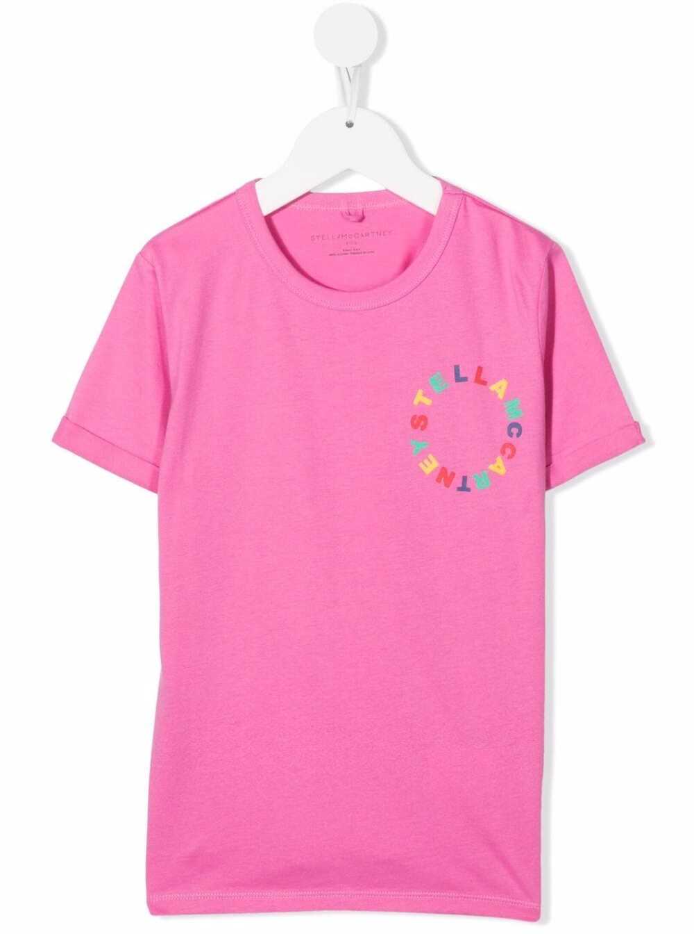 Stella Mccartney Kids Girls Pink Cotton T-shirt With Logo Print