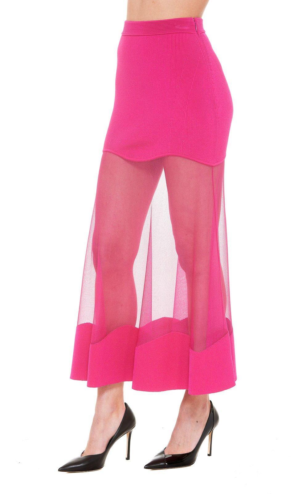 Shop Alexander Mcqueen Tulle Midi Skirt In Pink