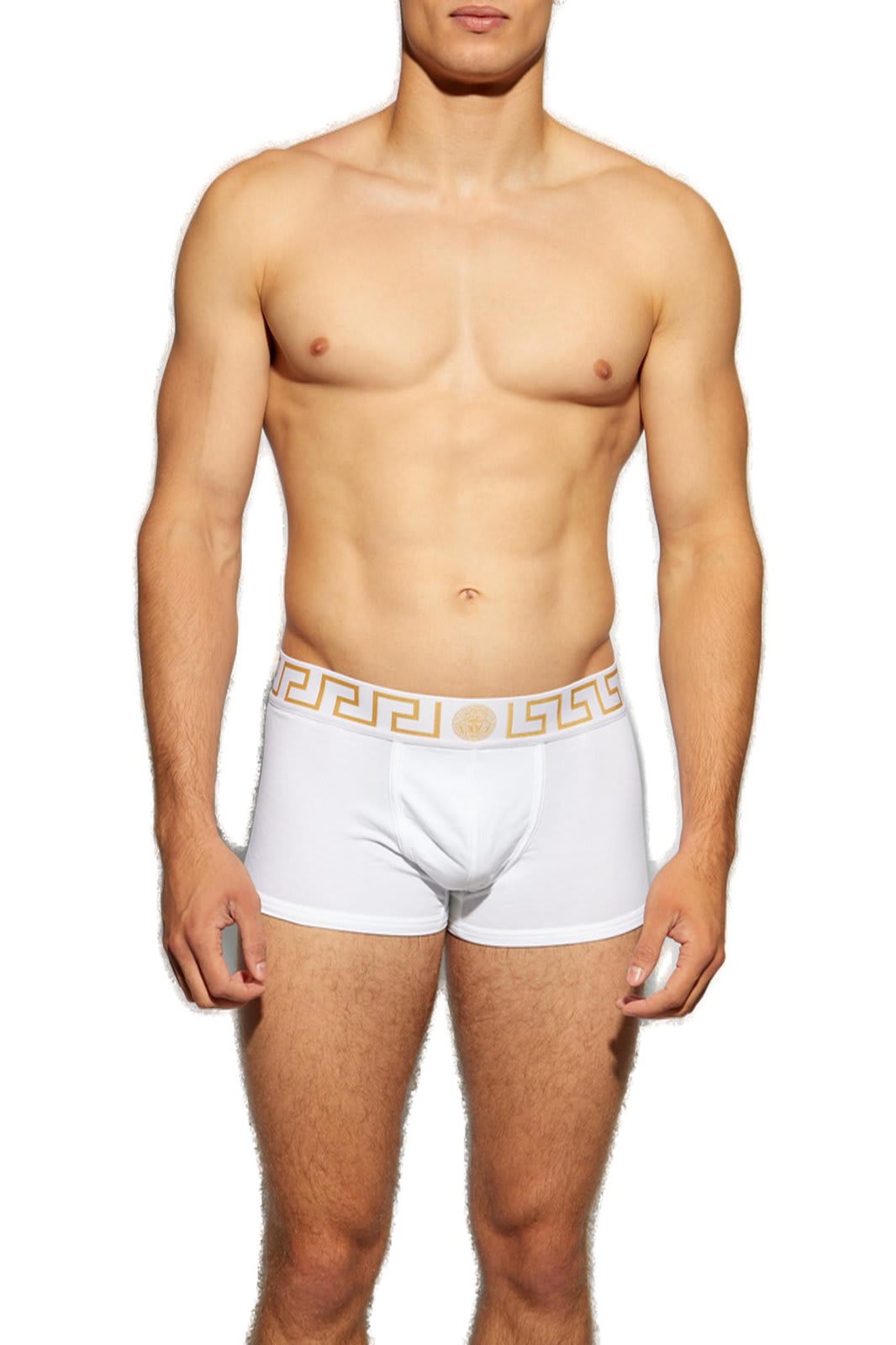 Shop Versace Greca-border Three-pack Boxer Briefs In White