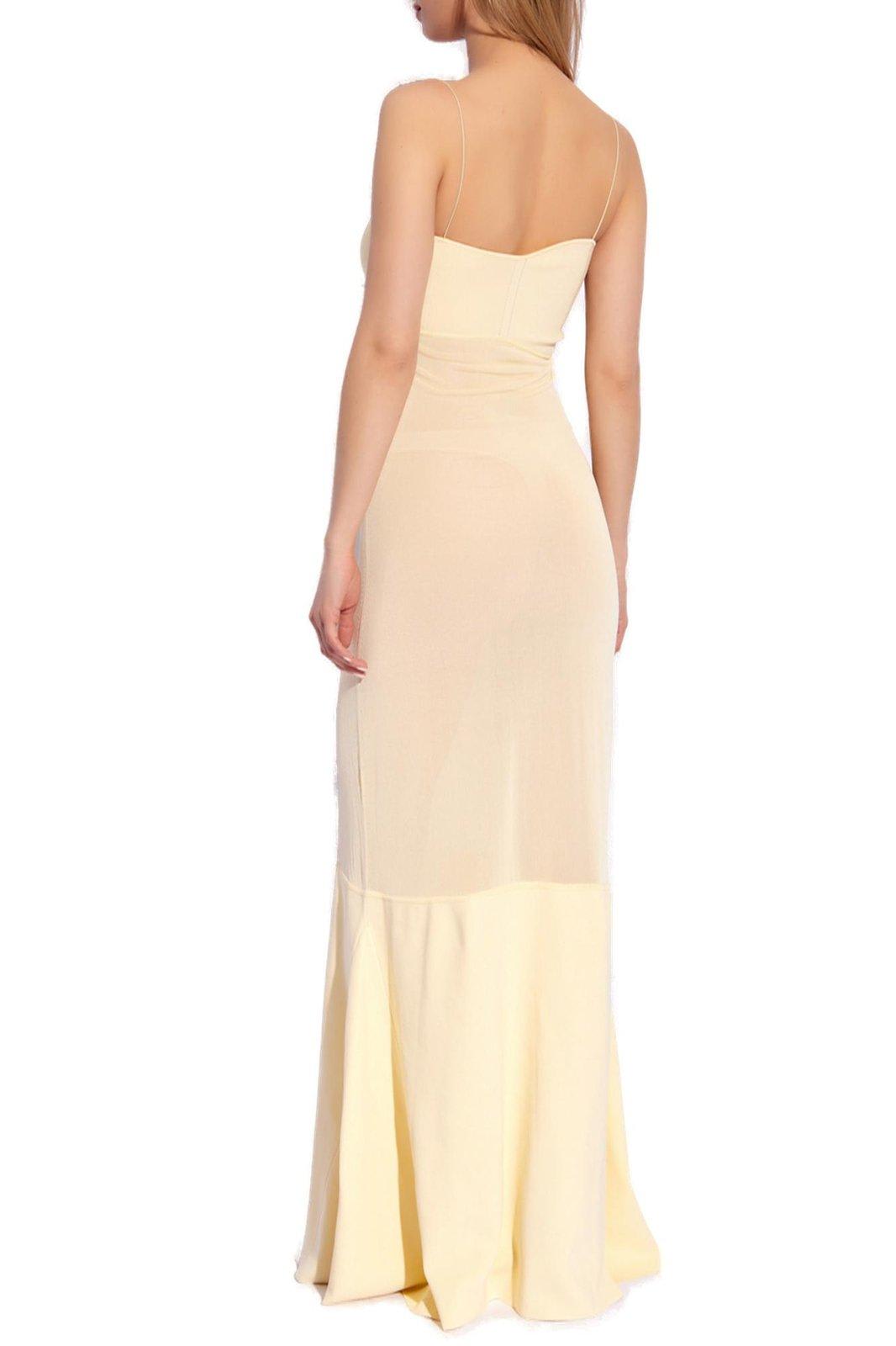 Shop Jacquemus Strapped Maxi Dress In Yellow