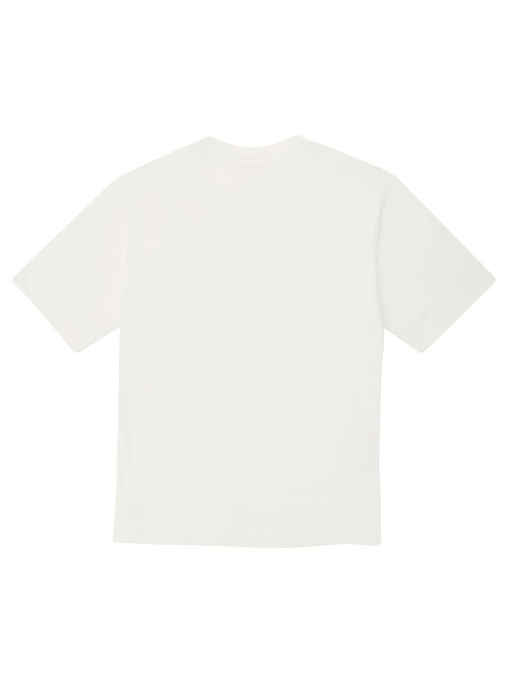 Shop Marni White Crewneck T-shirt With Logo Patch In Cotton Boy