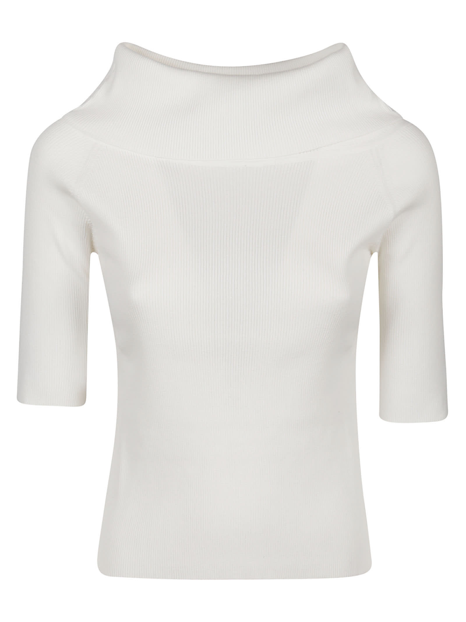 Snobby Sheep Folded Neck Sweater In Off White