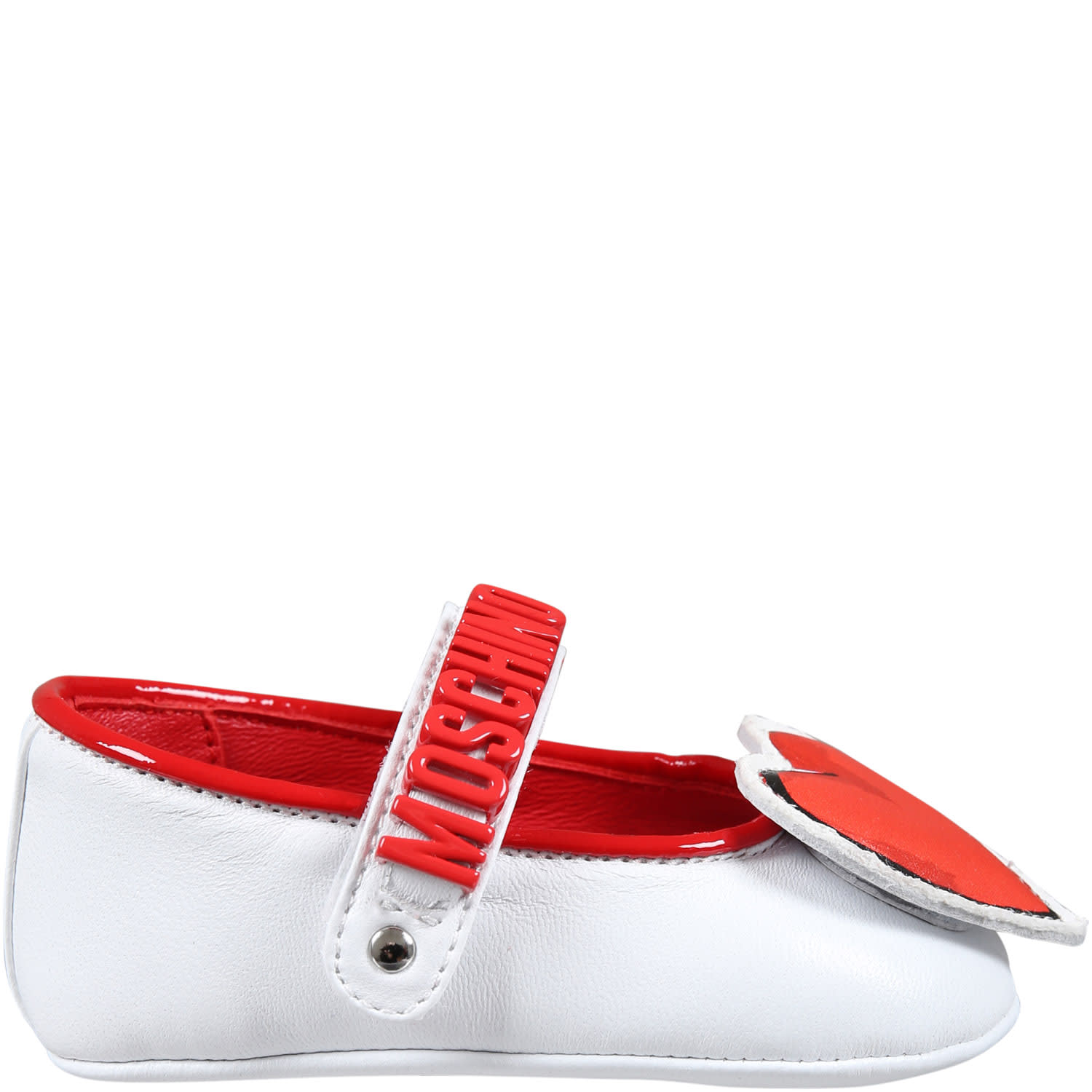 Shop Moschino White Ballet Flats For Baby Girl With Heart