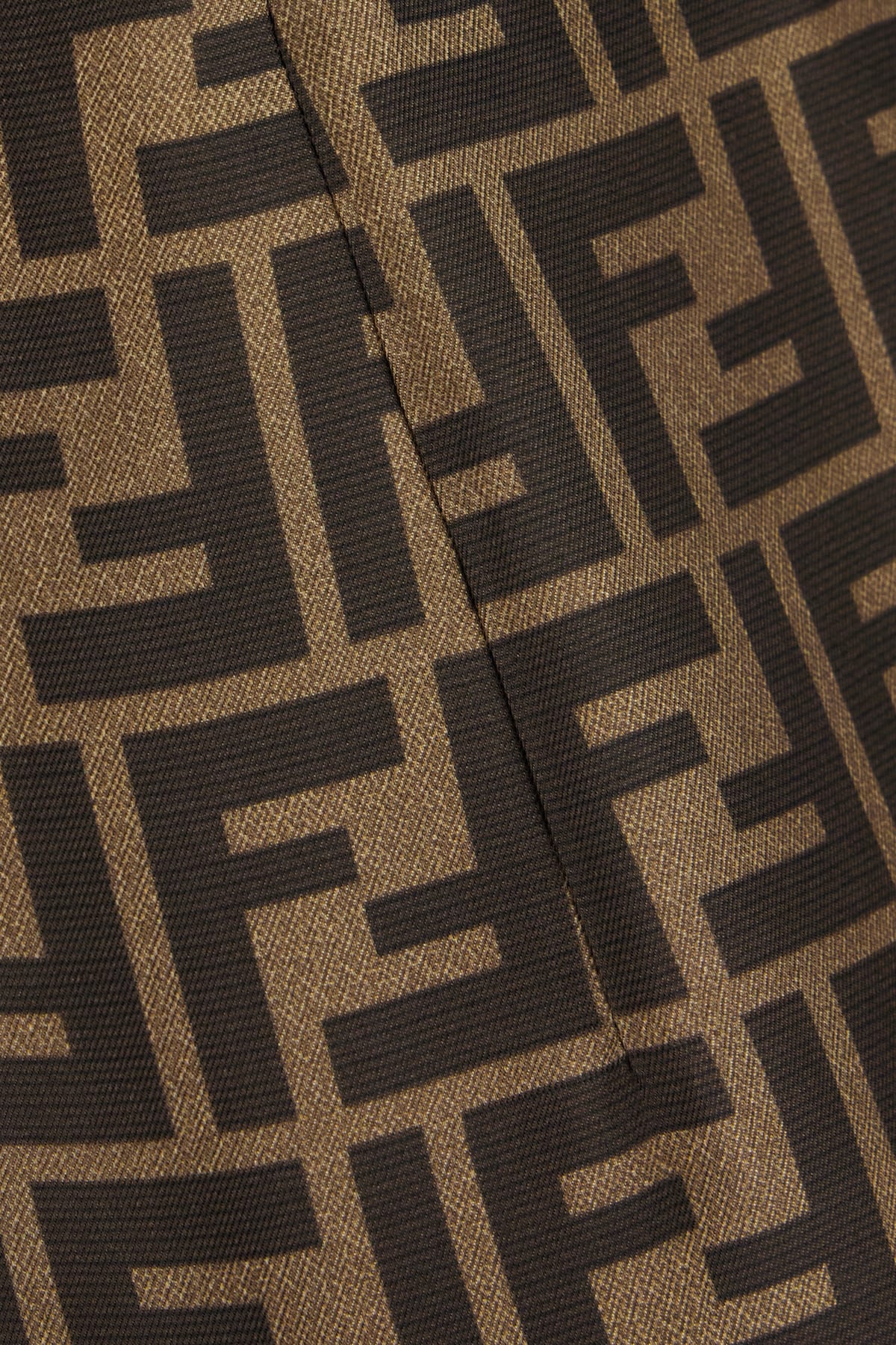 Fendi High Waisted Skirt In Twill Print Ff Clothing In Brown