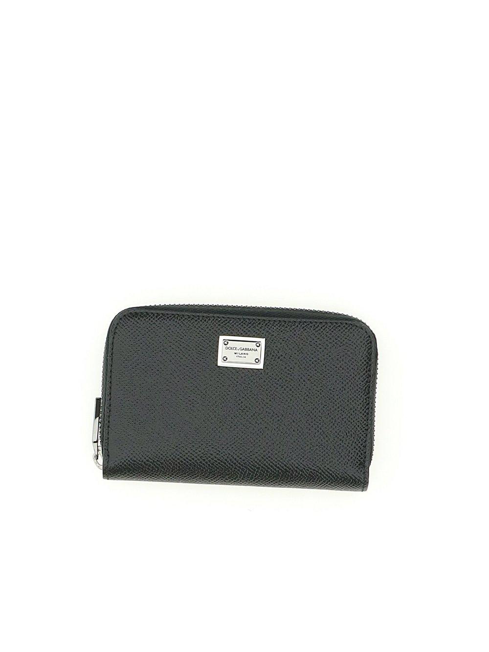 DOLCE & GABBANA RAISED LOGO SMALL ZIP-AROUND WALLET 