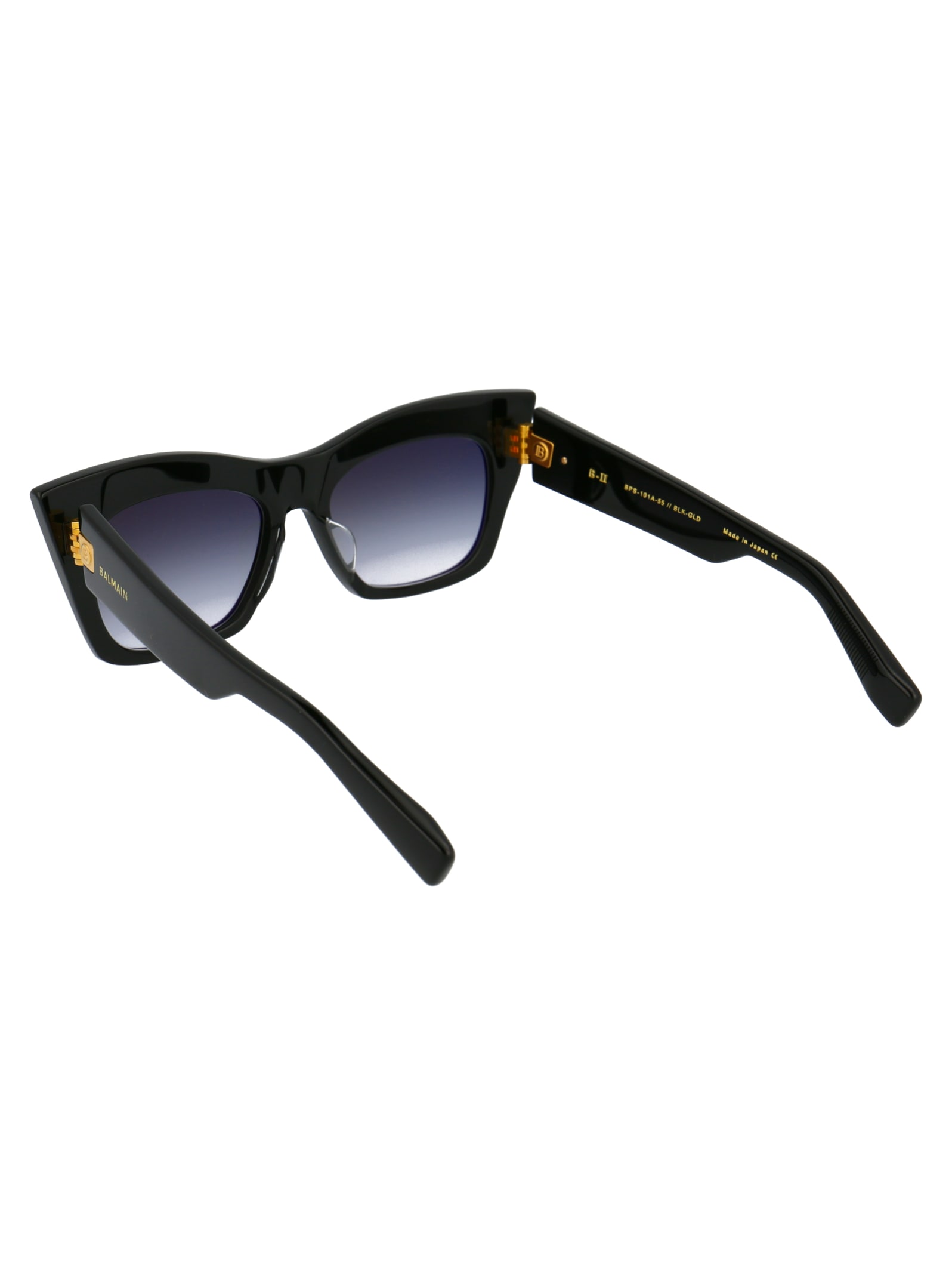 Shop Balmain B-ii Sunglasses In Black Black Rhodium W/dark Grey To Clear Ar