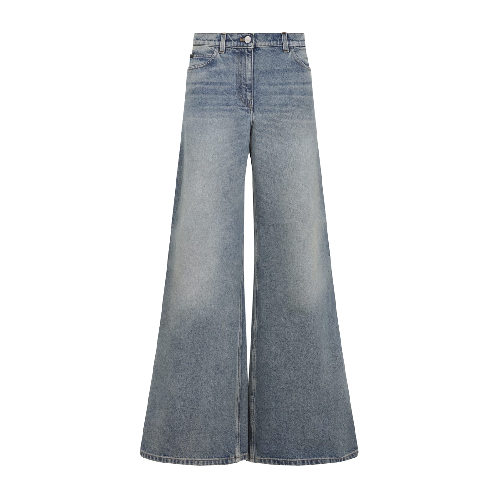 Courrèges Wide-leg Denim Trousers With Belt Loops In Blue