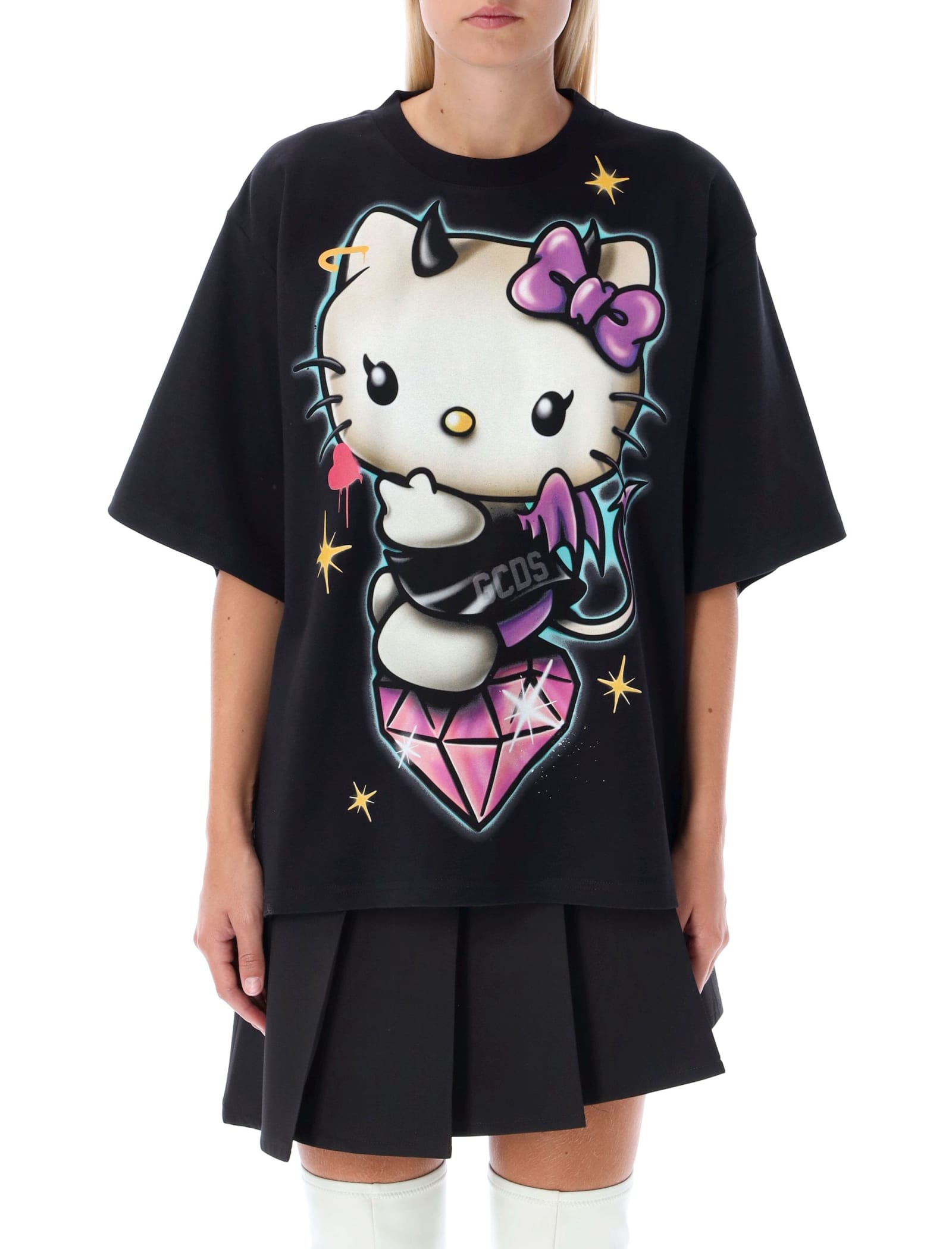Gcds Black Hello Kitty Edition Oversized T-shirt In Black