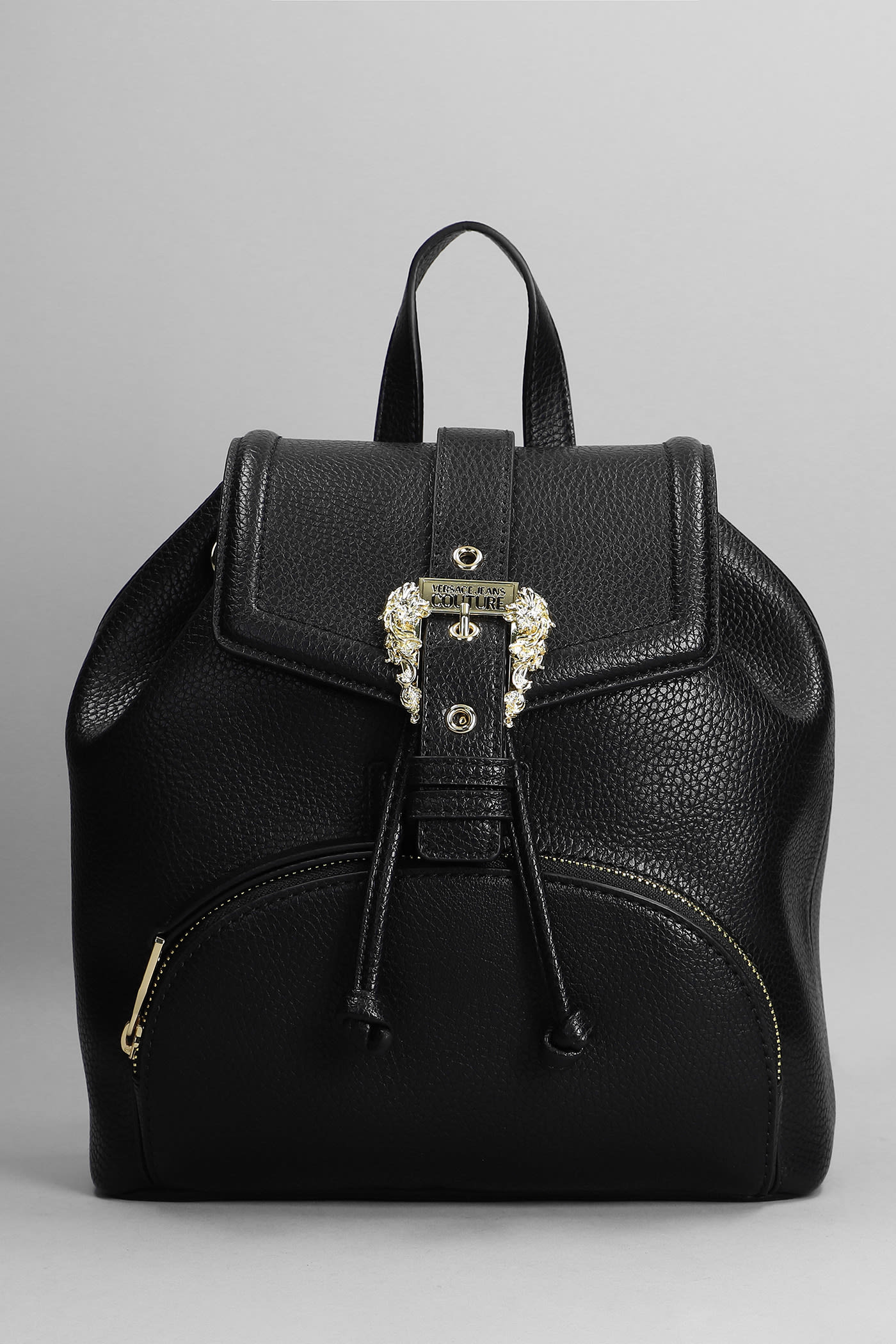 Versace Jeans Couture Backpack In Black Faux Leather