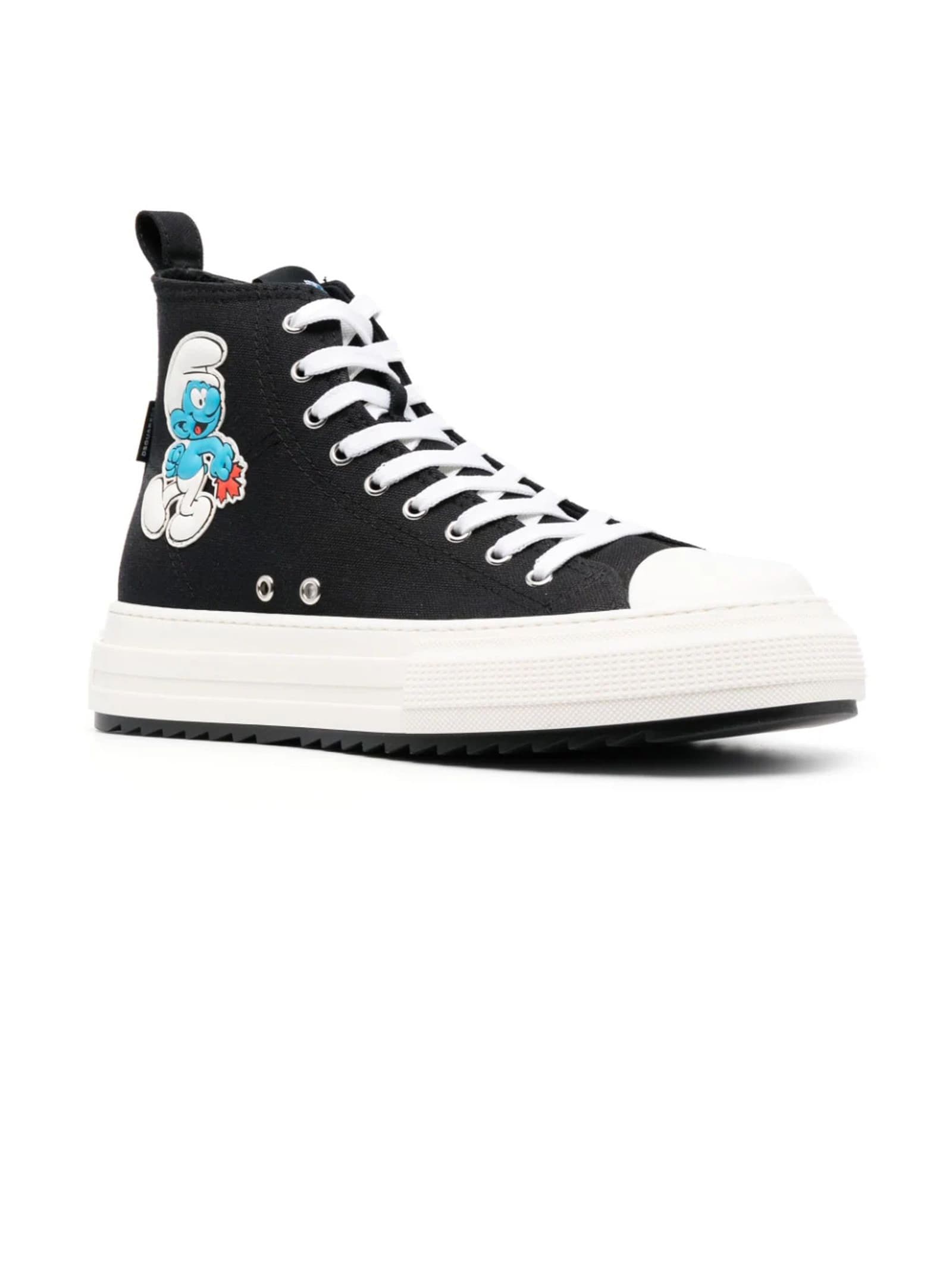 Shop Dsquared2 Black X Smurfs Cotton Sneakers