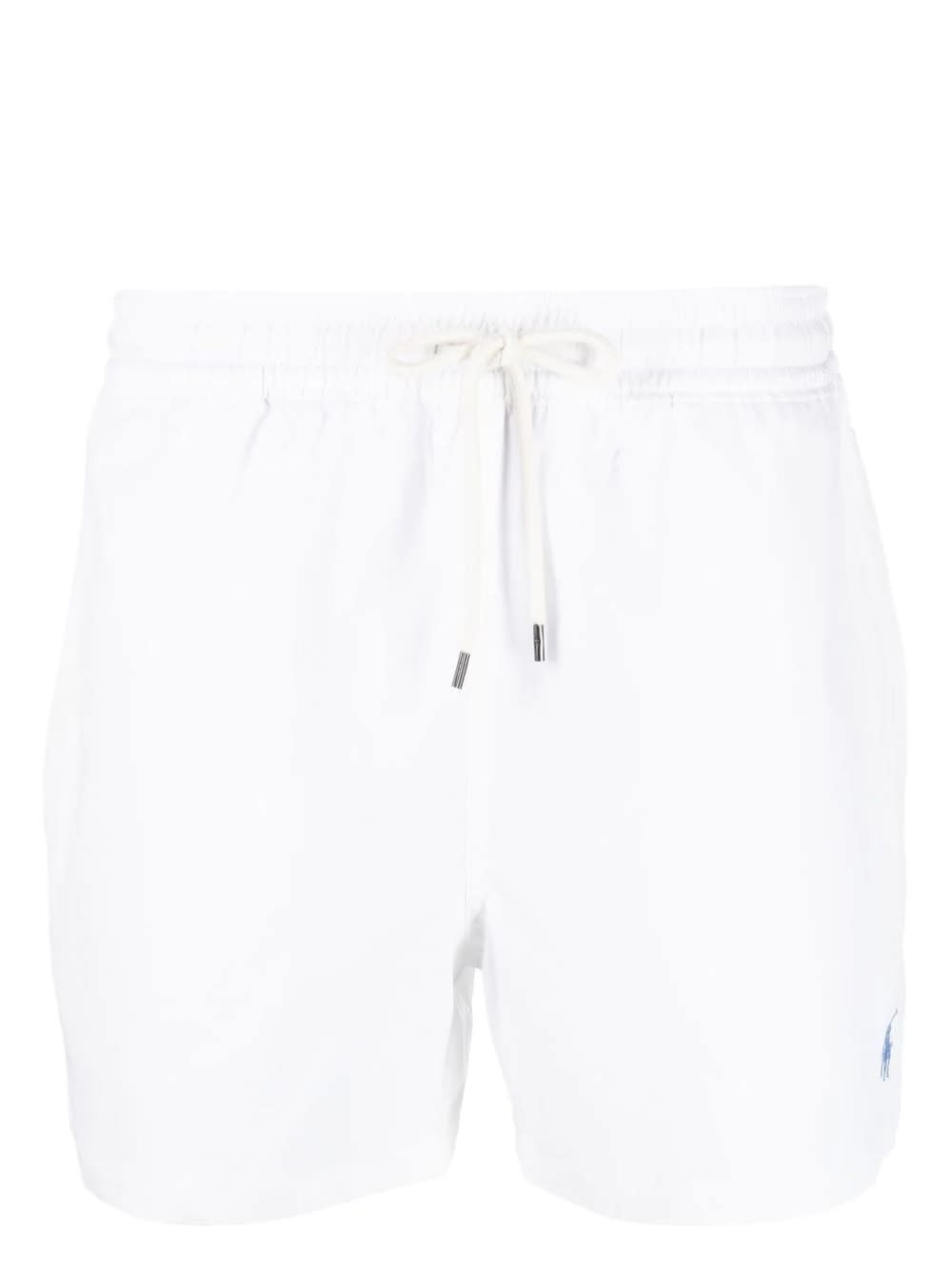 Ralph Lauren White Swim Shorts With Embroidered Pony