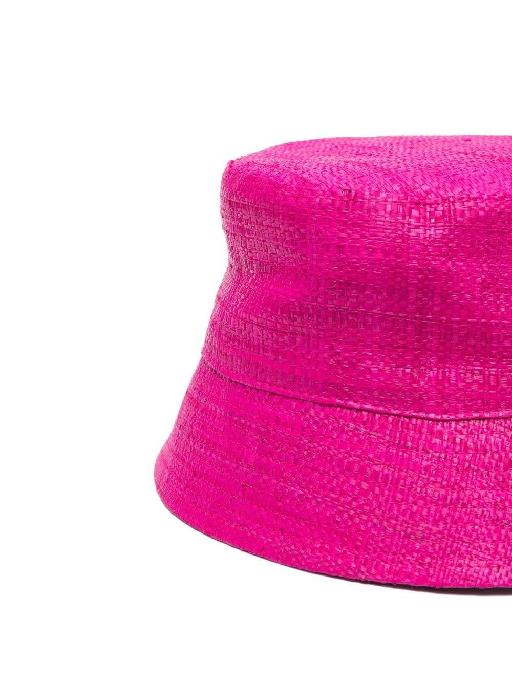 Ruslan Baginskiy Logo Embroidered Straw Bucket Hat In Pink