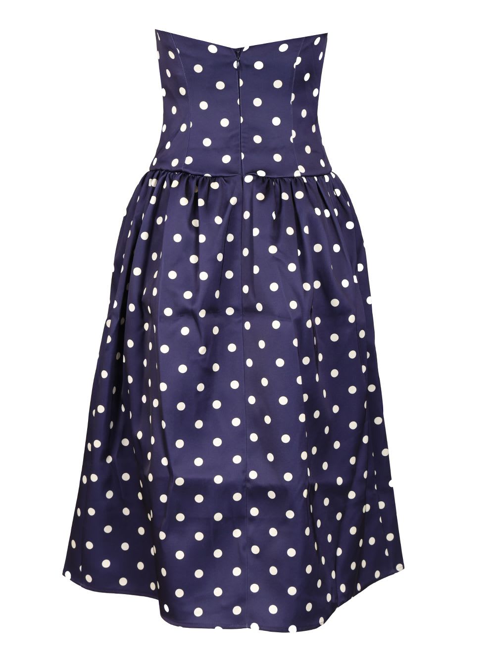 Shop Self-portrait Navy Polka Dot Satin Midi Dress