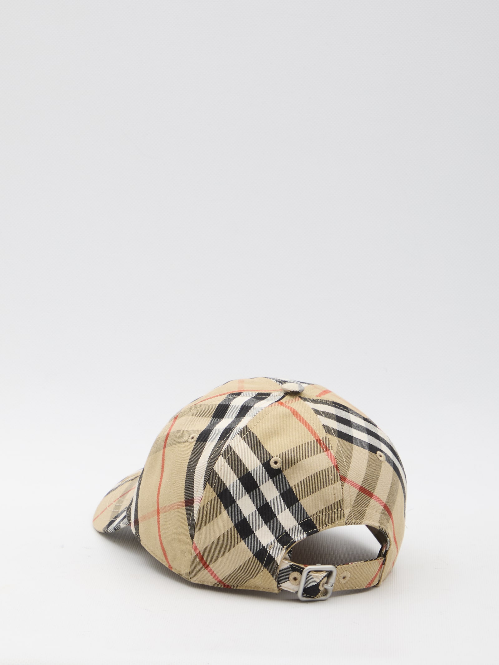 Shop Burberry Check Baseball Cap In Beige