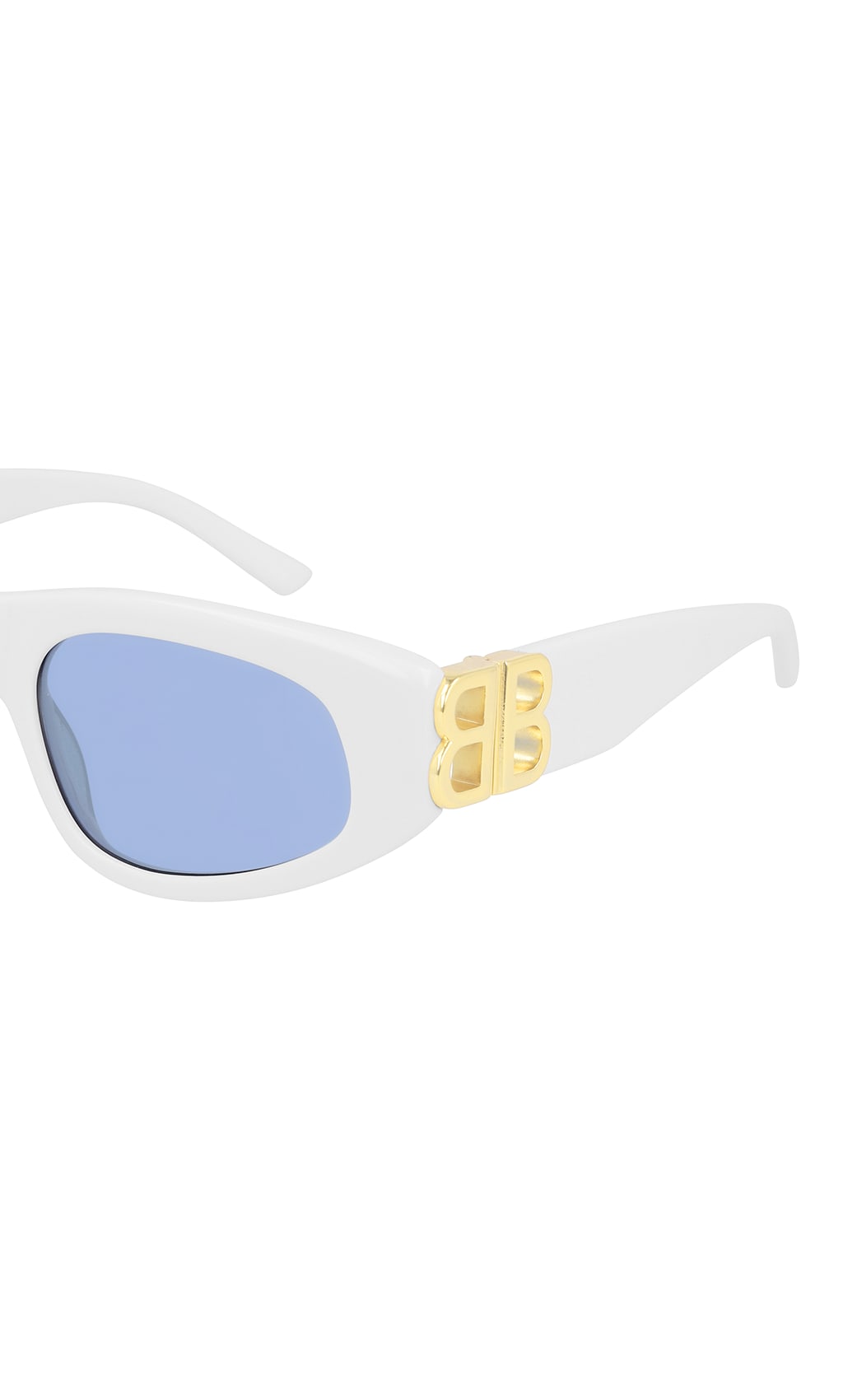 Shop Balenciaga Bb0095s Sunglasses In White Gold Light Blue