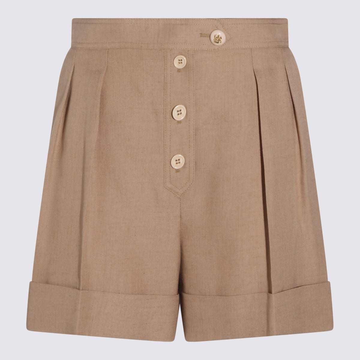 Valentino Beige Cotton Shorts In Sand