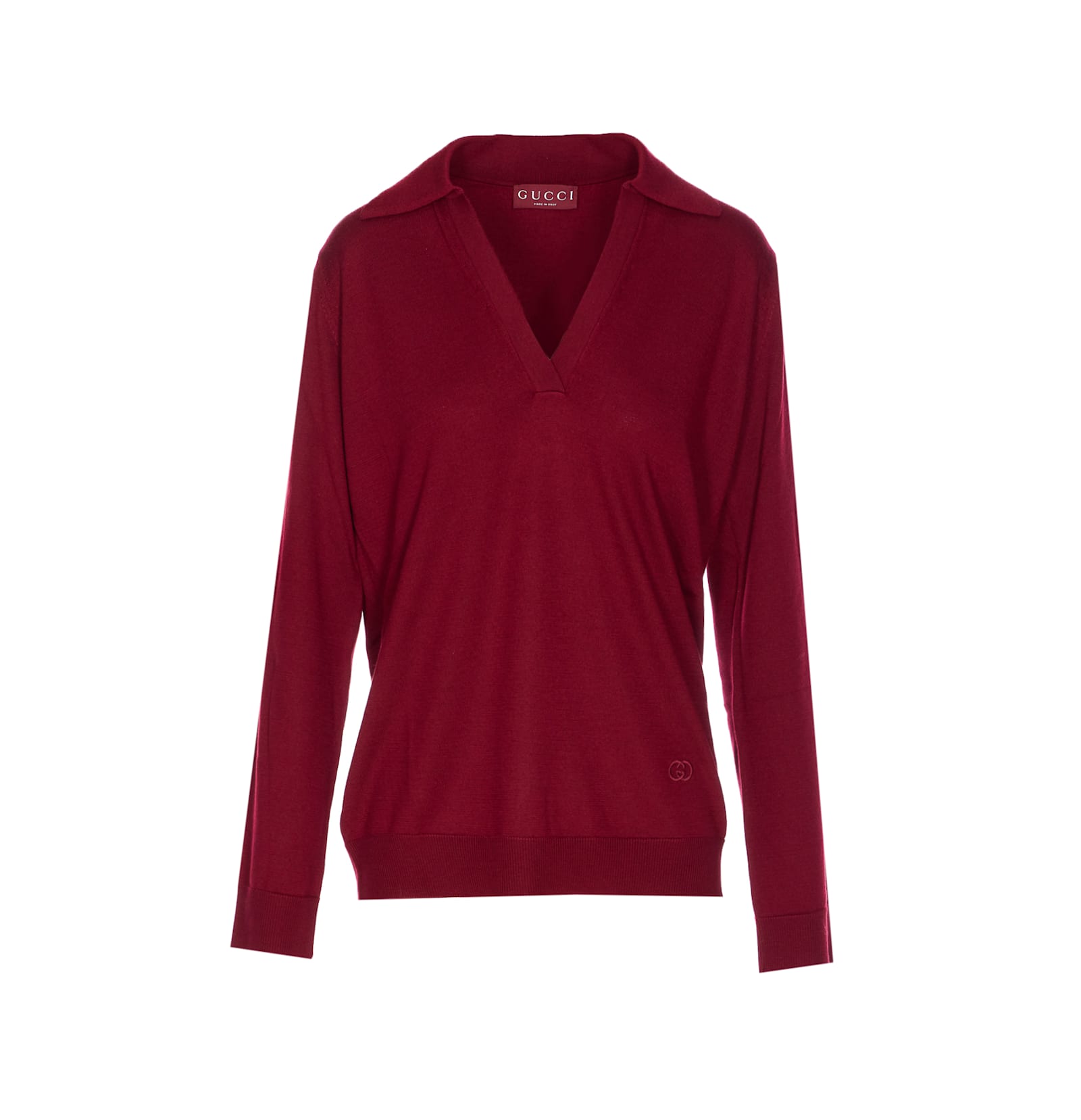 Gucci Ultrafine Wool Polo Shirt In Burgundy