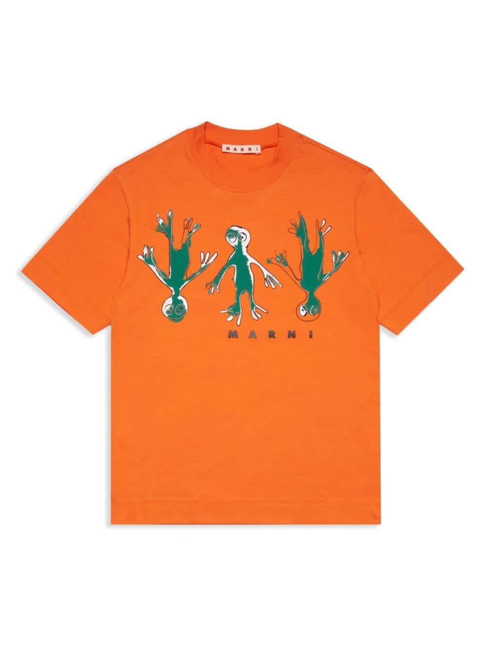 Marni Kids' T-shirt Con Stampa In Orange