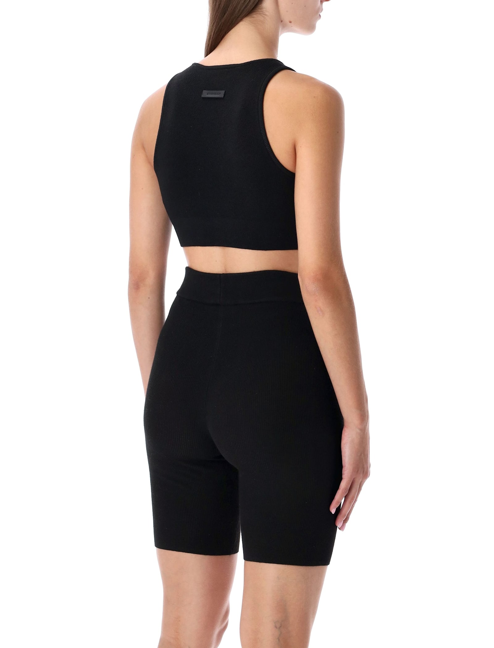 Fear Of God Black  Essentials Crop Top In Black