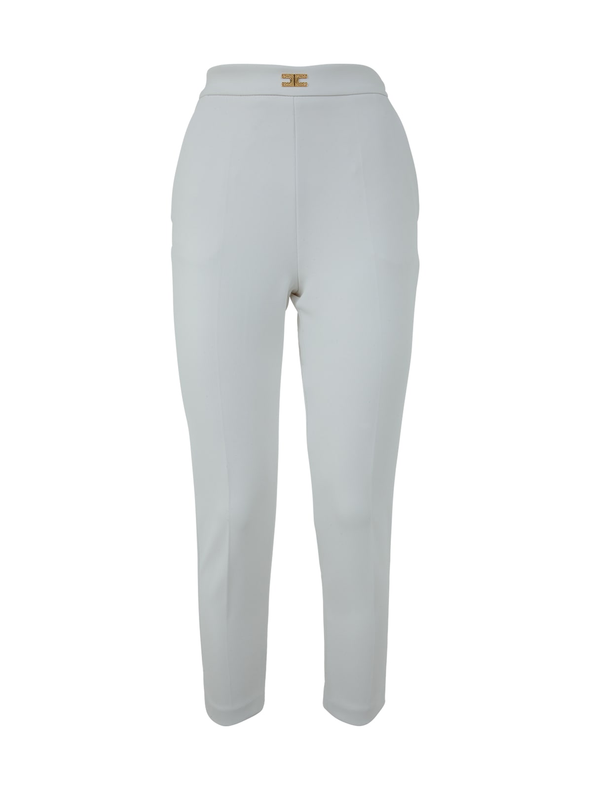 Elisabetta Franchi Cigarette Trousers With Back Pockets In Ivory