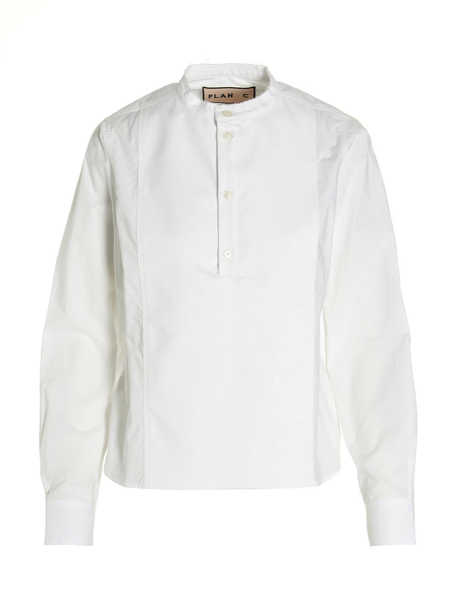 Shop Plan C Plastron Piqué Shirt In White