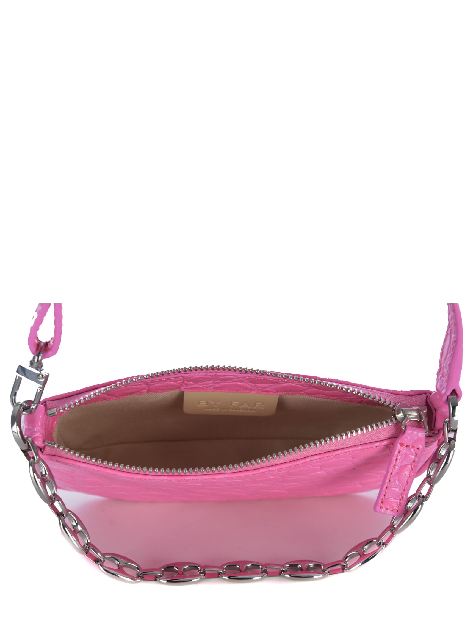 Shop By Far Bag  Mini Rachel In Crocodile Leather In Pink