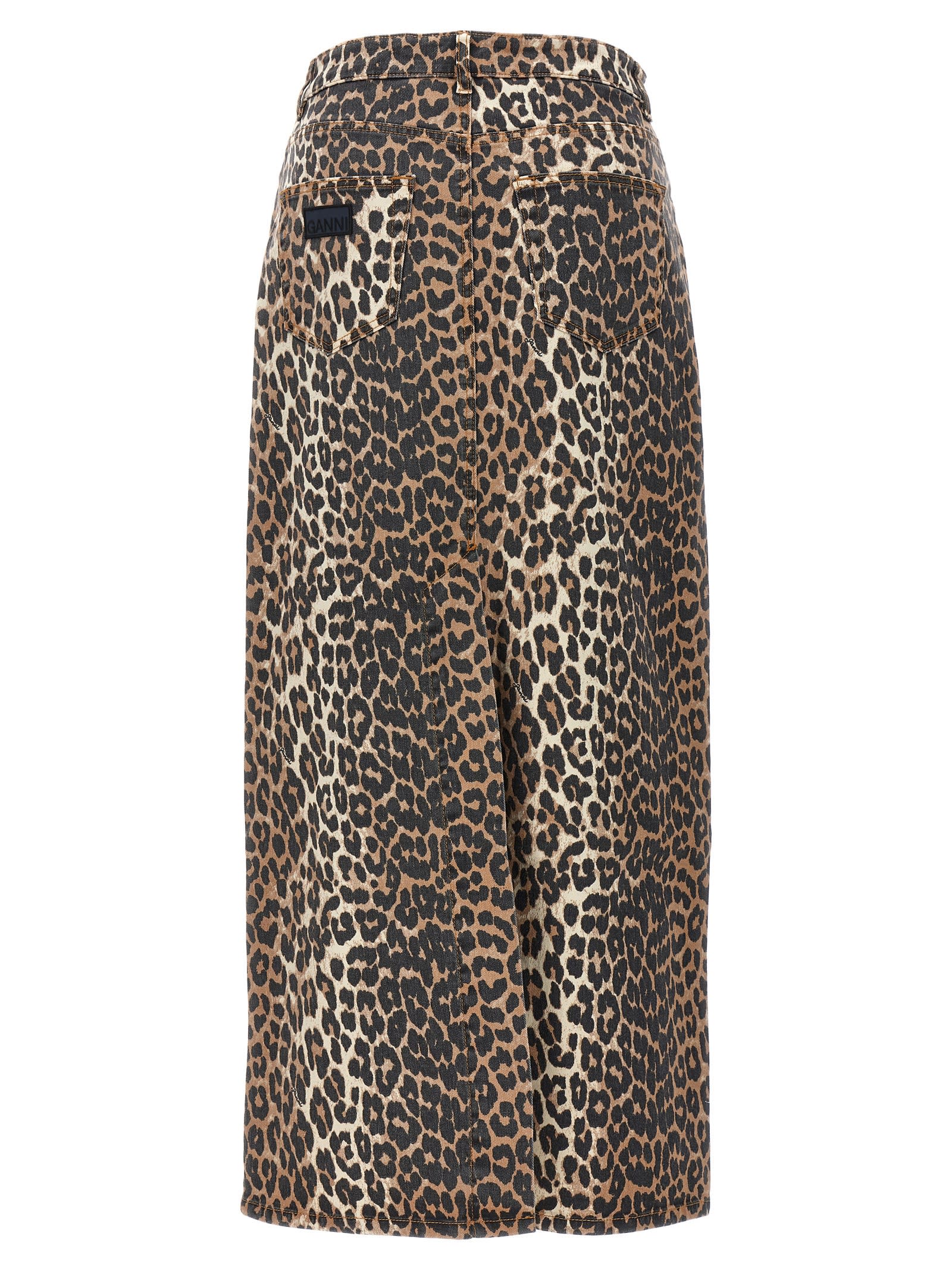 Ganni Animal Print Long Skirt In Leopard