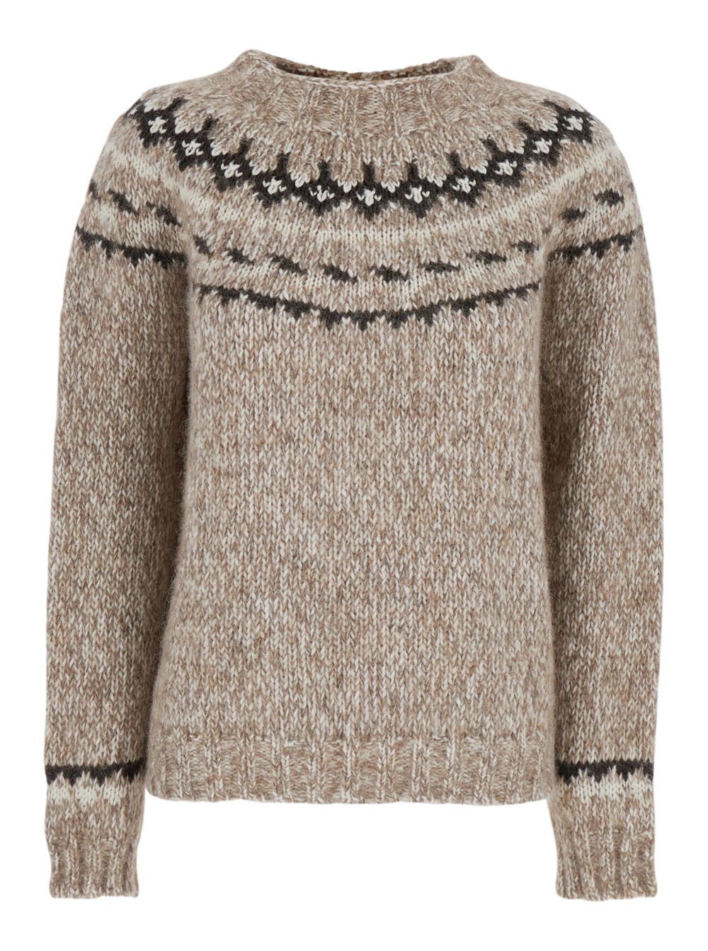 P.a.r.o.s.h Beige Crewneck Sweater In Wool Blend Woman In Gold