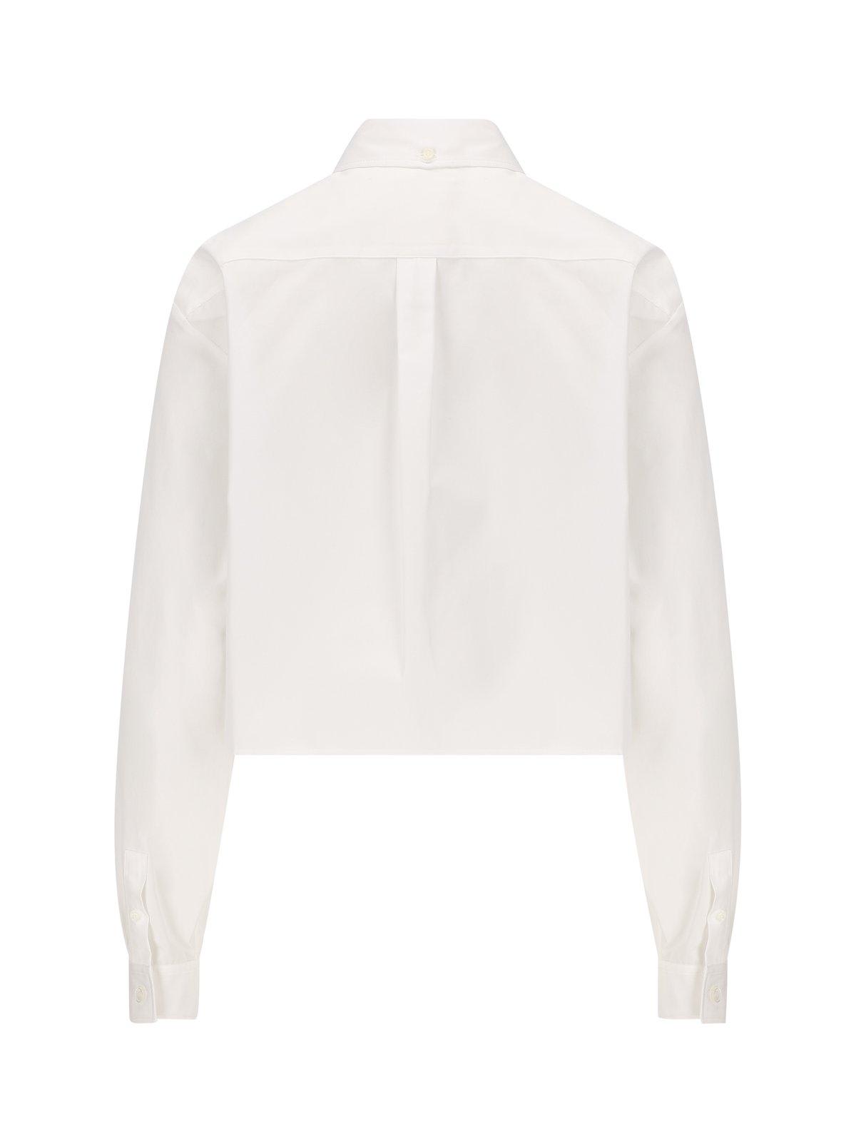 Shop Givenchy Logo Plaque Collared Shirt In White