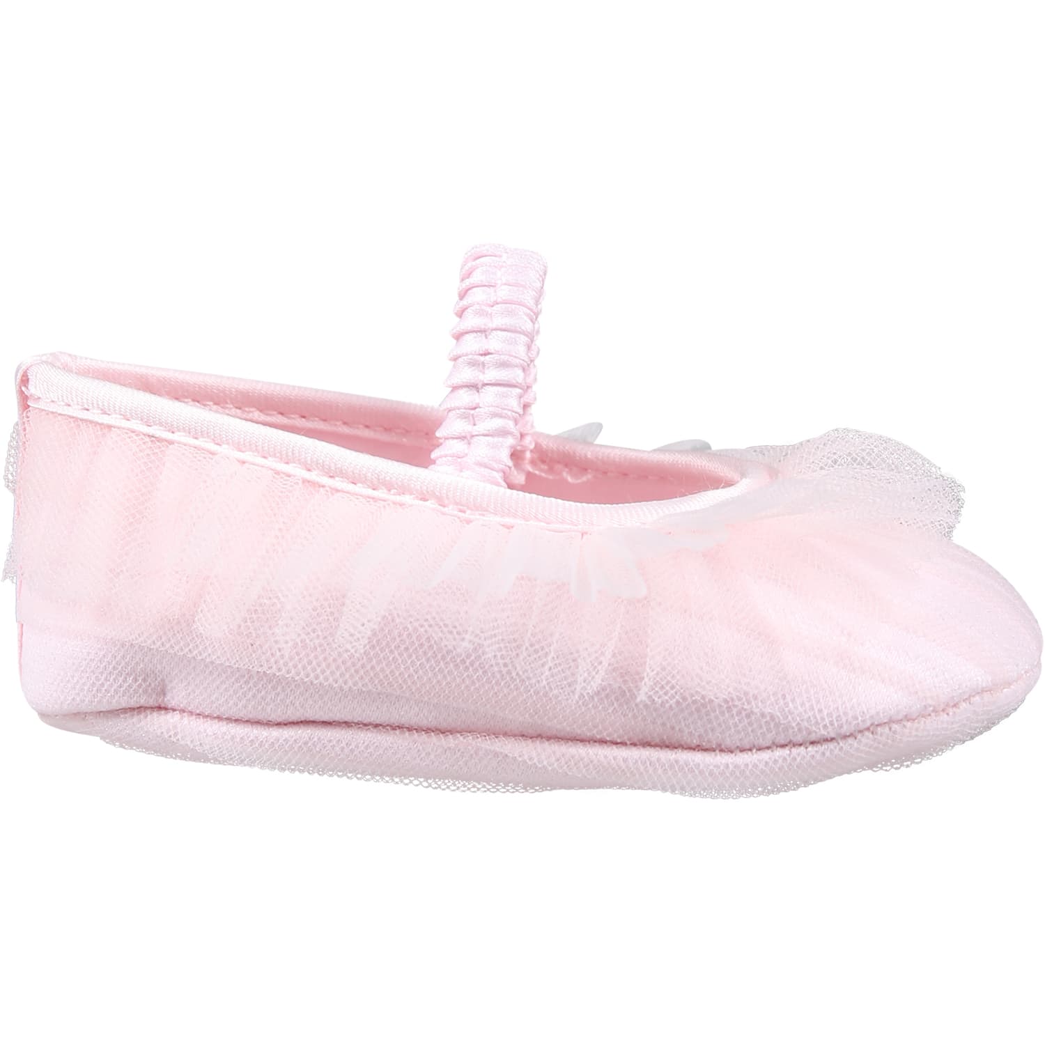 Monnalisa Kids' Pink Ballet Flats For Baby Girl With Tulle