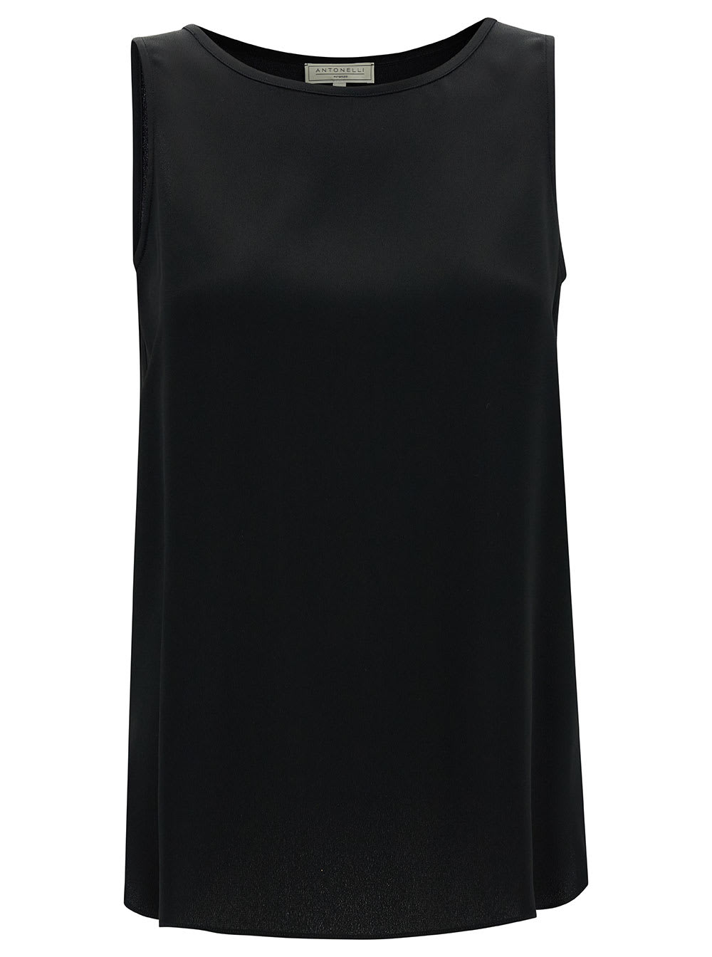 perugia Black Sleeveless Top With U Neckline In Silk Blend Woman