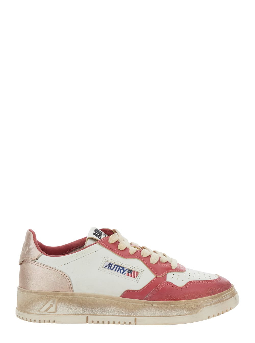 Autry 'super Vintage' Red Sneakers With Logo Patch On The Tongue And Distressed Effect In Red