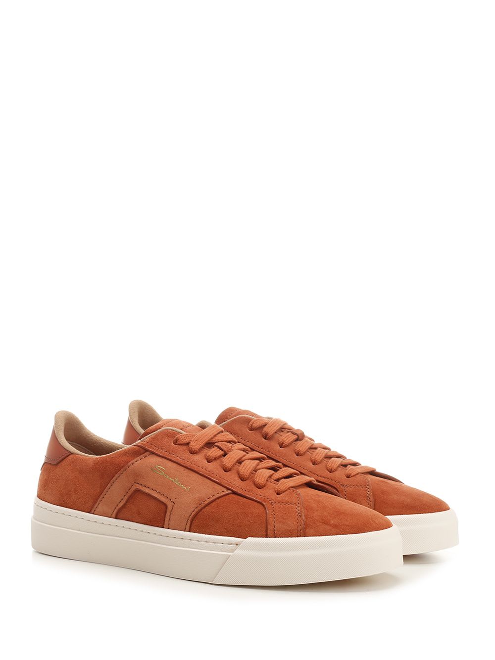 Shop Santoni Double Buckle Sneaker In Orange