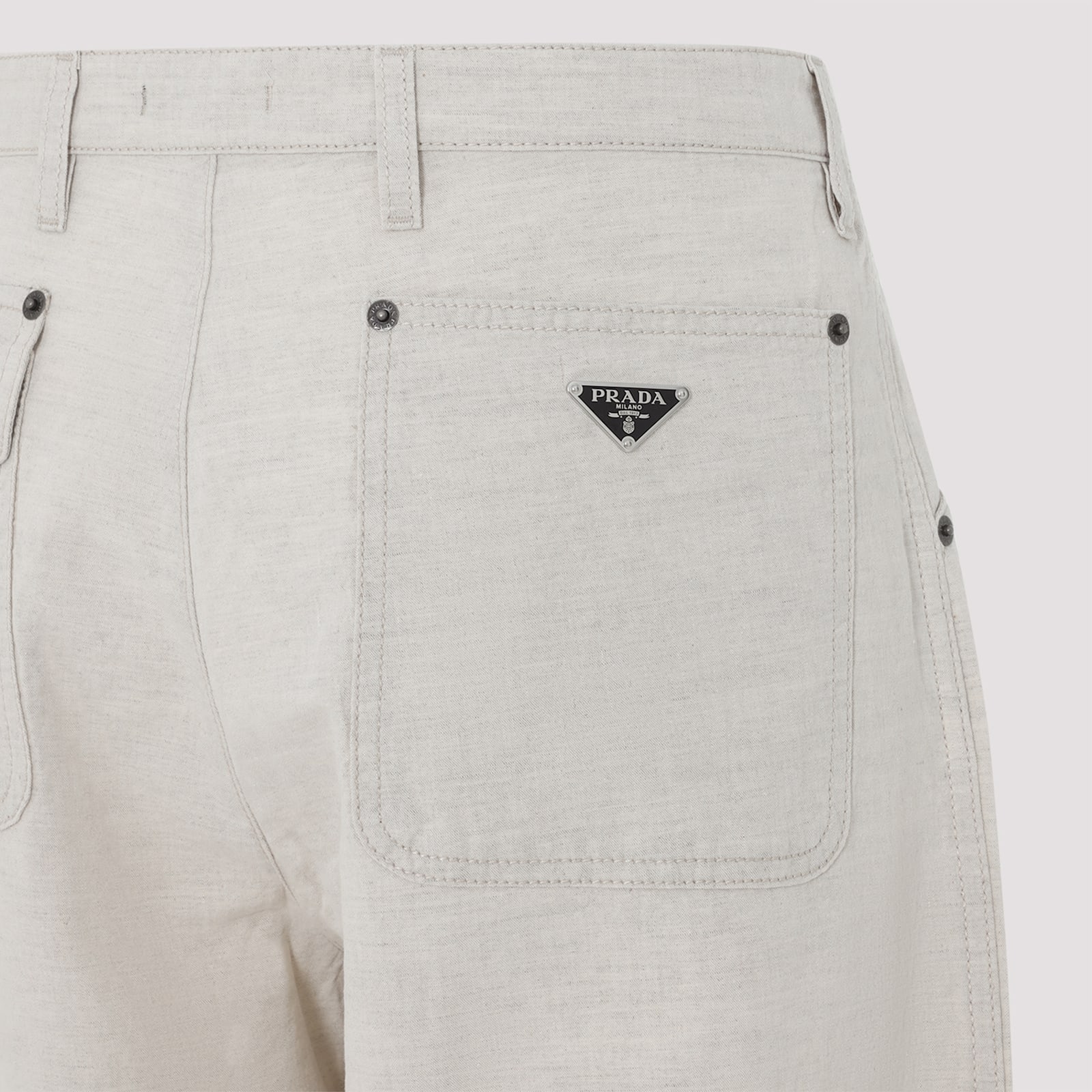 Prada Wide-leg Cotton Trousers In Abr Natural