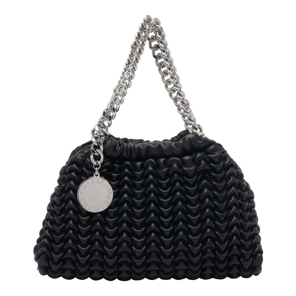 Stella Mccartney Falabella Popcorn Drawstring Crossbody Bag In Black