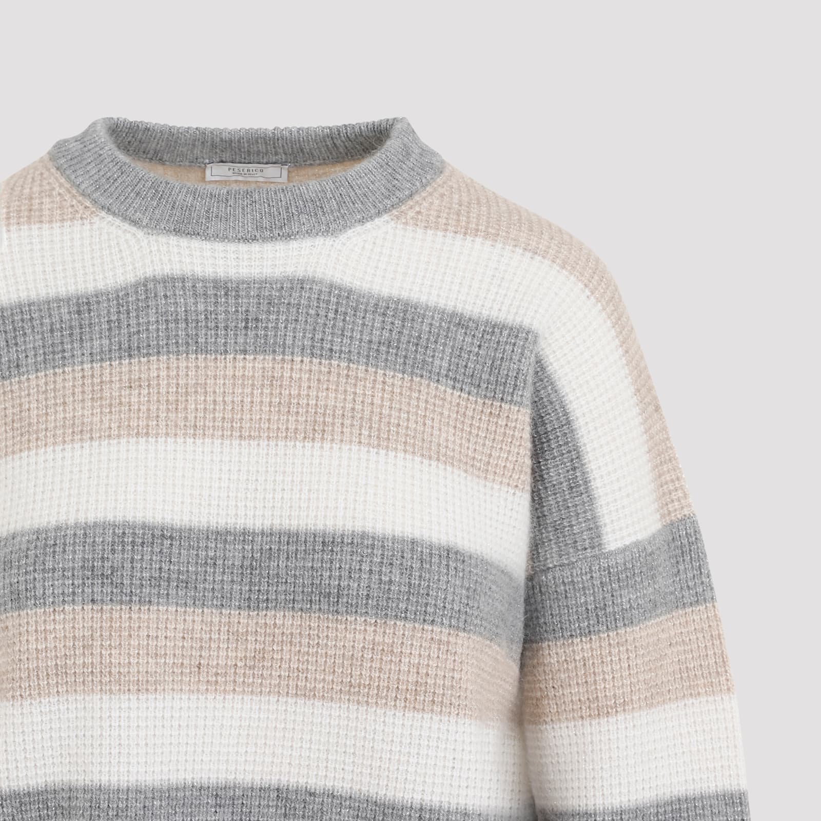 Shop Peserico Striped Sweater In Granito