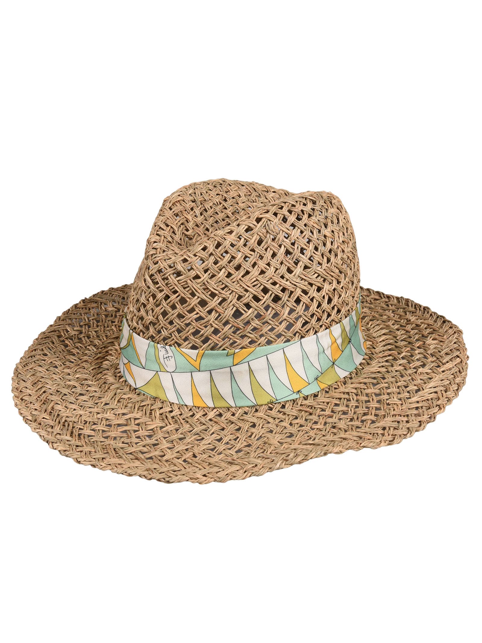 Emilio Pucci Scarf Detail Woven Hat