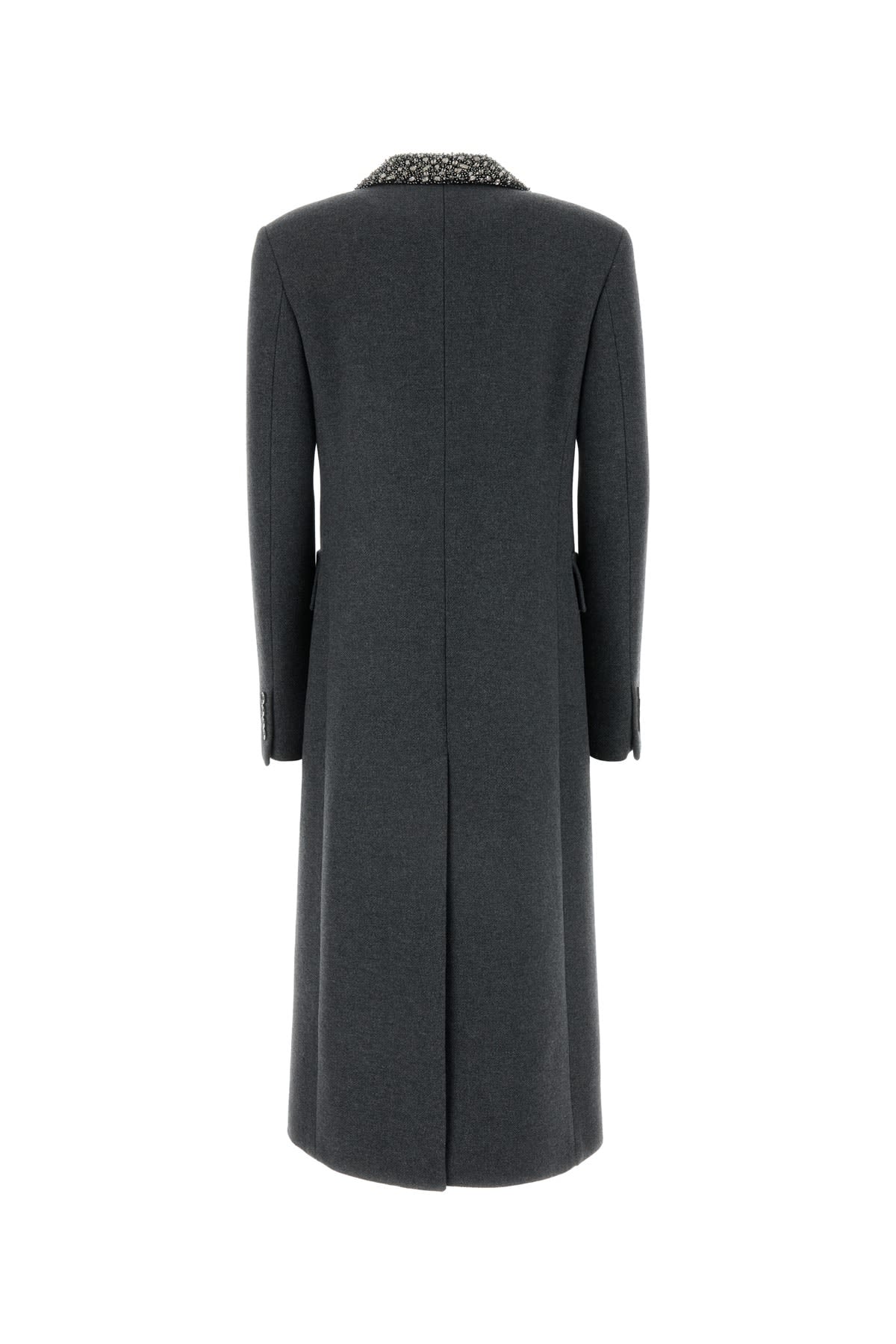 Blumarine Bead-embellished Coat In Darkshadowgrey